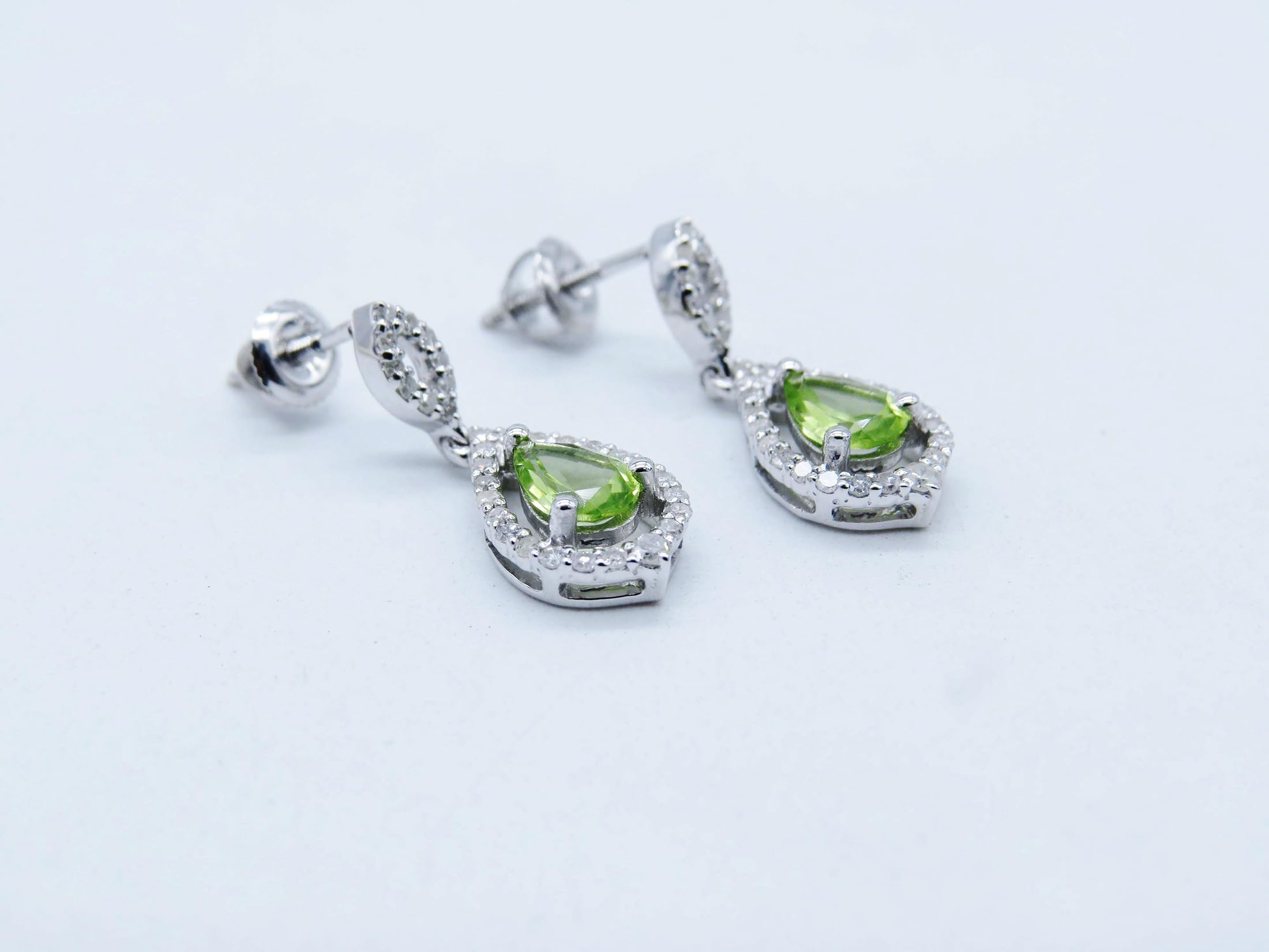 Dazzlingrock Collection 6x4mm Pear Gemstone & Round White Diamond Teardrop Dangle Earrings for Women - 925 Sterling Silver Jewelry | Elegant Gift for Brides, Parties & Special Occasions