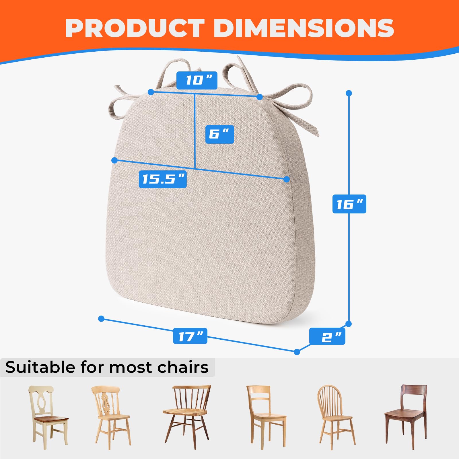 D-Shaped Dining Chair Cushions Set of 4 - 17