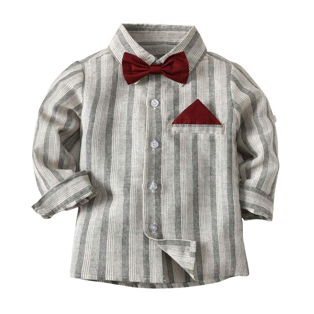 Stylish Baby Boys Gentleman Outfits Set - Plaid T-Shirt & Striped Pants Toddler Clothes for Casual Wear | Perfect for Parties, Photos & Daily Outings