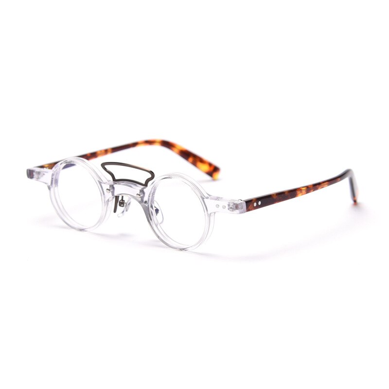 CCspace Unisex Full Rim Round Acetate Punk Double Bridge Frame Eyeglasses 49805 - Stylish Retro Glasses for Men & Women - Perfect for Daily Wear, Fashion Statement, and Punk Style Outfits