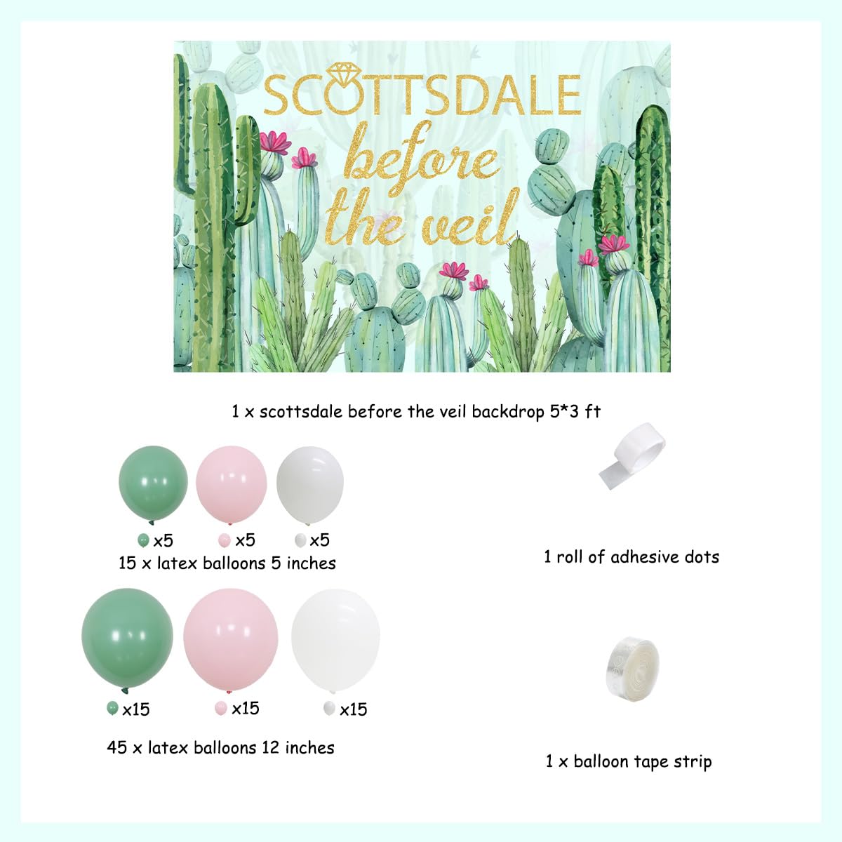 Scottsdale Bachelorette Party Decorations - Balloon Garland Kit for Bridal Shower & Engagement