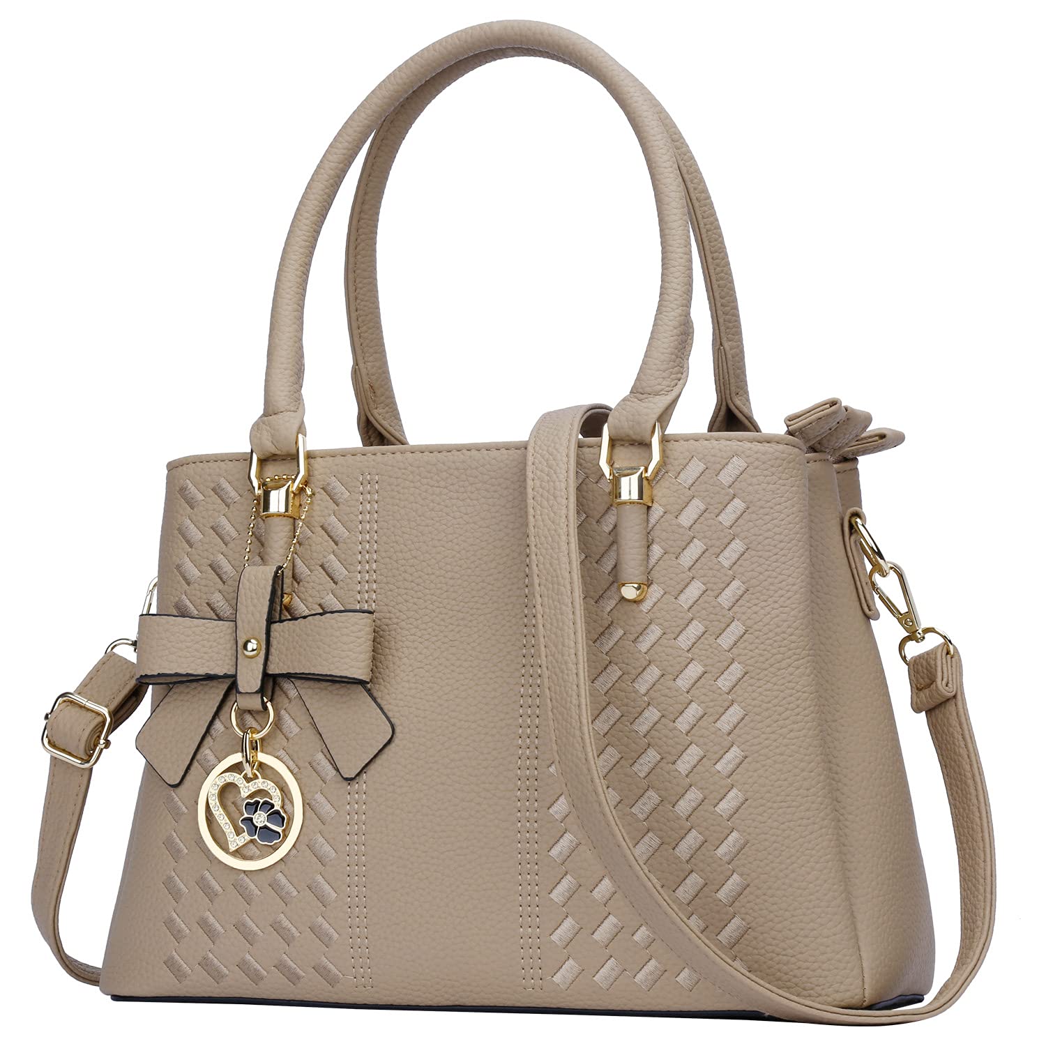KKXIU Women's Leather Crossbody Bag with Zipper Pockets - Stylish Satchel Shoulder Handbag Purse for Work, Travel & Everyday Use