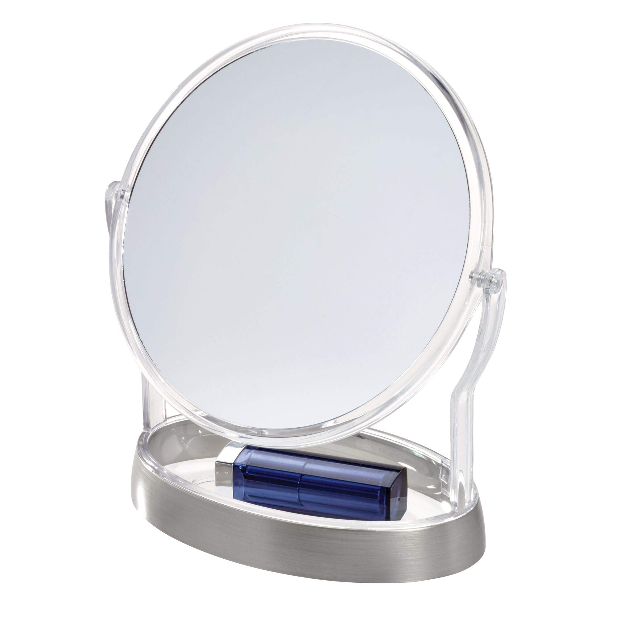 iDesign Haley Vanity Standing Mirror - Clear & Brushed Finish for Bathroom, Bedroom, or Desk - Perfect for Makeup, Grooming & Home Decor