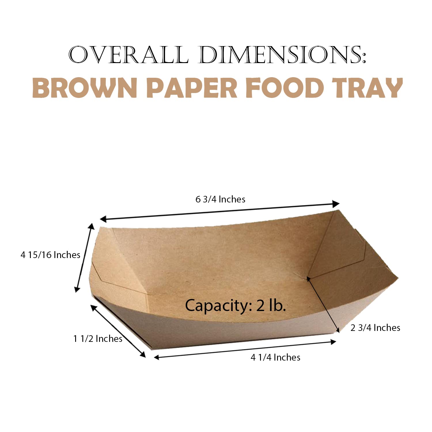 Eco-Friendly Disposable Kraft Paper Food Trays - 100% Biodegradable & Recyclable Serving Trays for Hot/Cold Food (2Lb Capacity, Pack of 100) - Perfect for Picnics, BBQs, Parties, Camping & Outdoor Events