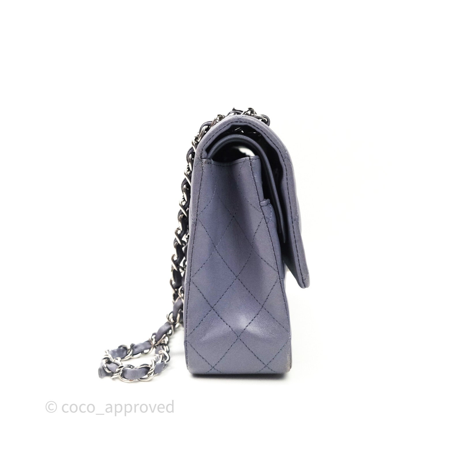Chanel Classic Medium Double Flap Bag in Lavender Blue with Silver Hardware - Luxury Designer Handbag for Women, Perfect for Parties, Weddings & Special Occasions