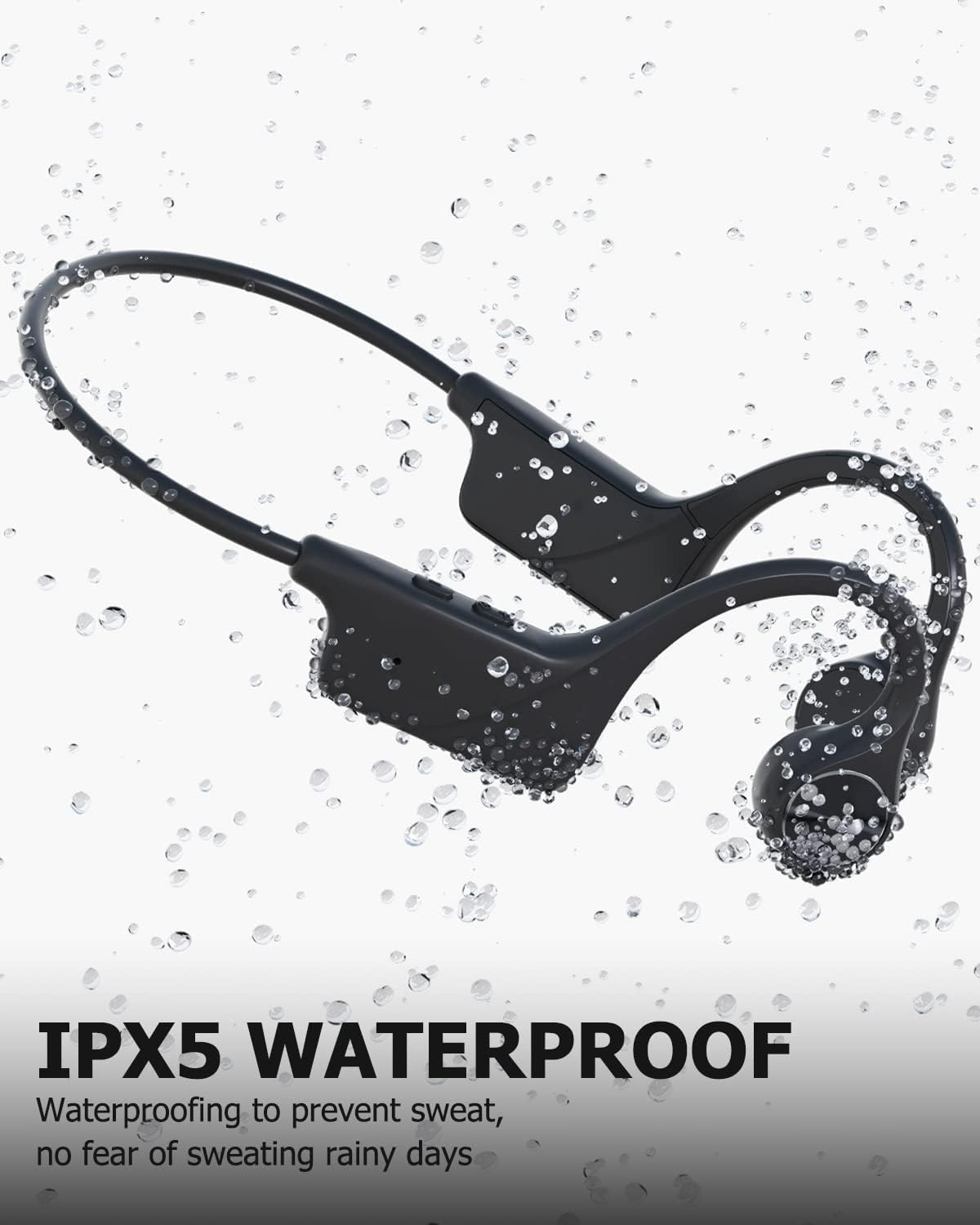 MONODEAL Bluetooth 5.3 Bone Conduction Headphones - Open Ear Wireless Headset with Microphone, IPX5 Waterproof, 8H Battery Life - Perfect for Running, Cycling, Gym Workouts & Outdoor Sports Activities