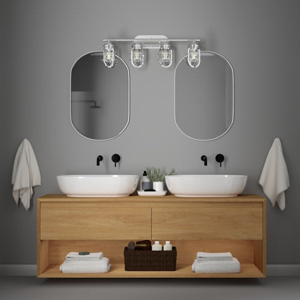 Hunter Starklake 4-Light Chrome Vanity Light Fixture - Perfect for Bathroom, Dressing Room & Makeup Area Lighting