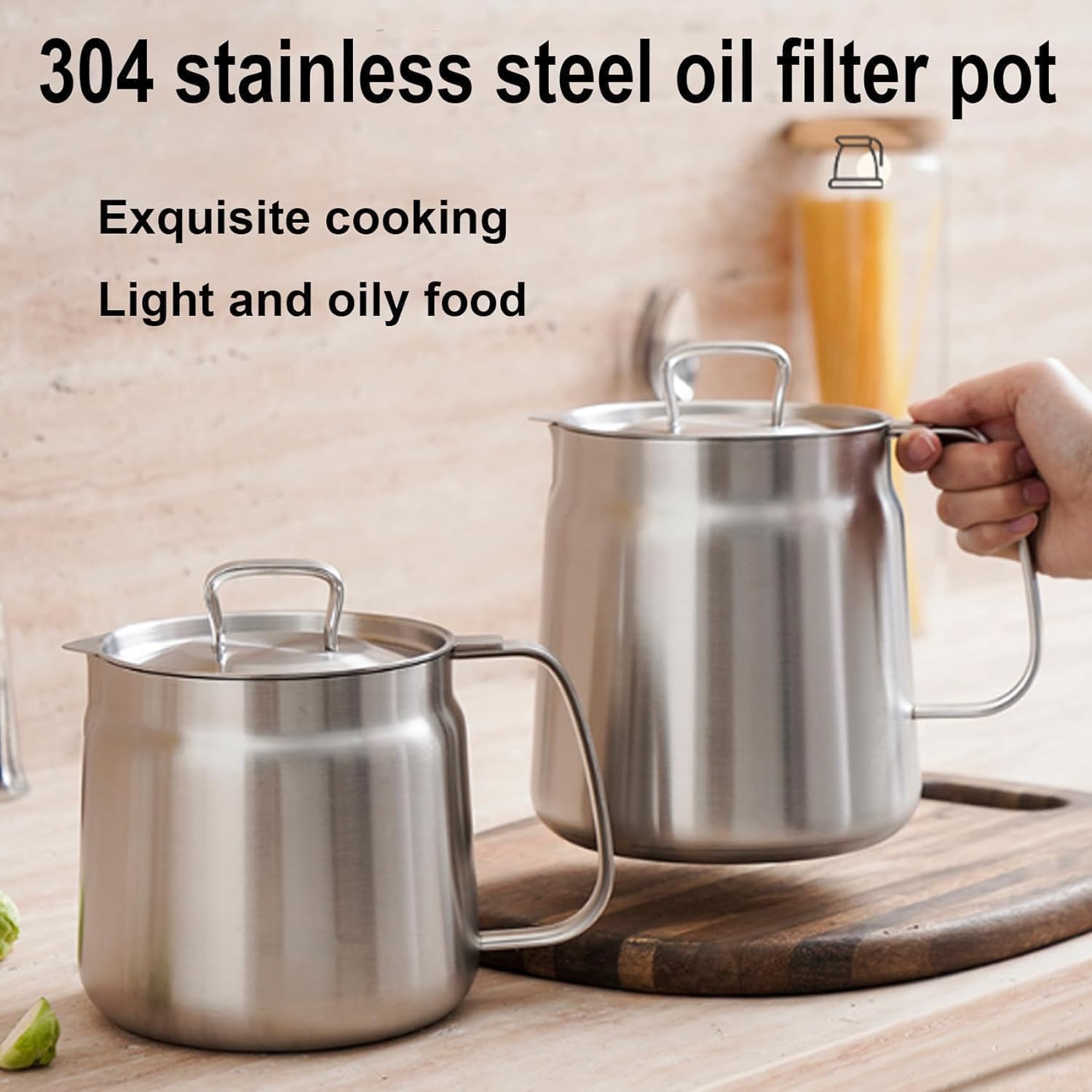 2-in-1 Stainless Steel 304 Oil Filter Pot - Multi-functional Kitchen Oil Strainer & Mini Fryer Filter Cup Combo for Cooking, Frying, and Oil Recycling - Perfect for Home Kitchens, Restaurants, and Food Trucks