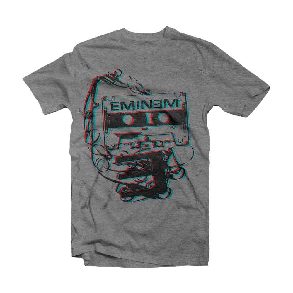 Eminem Men's Tape Graphic T-Shirt - Grey Cotton Tee for Casual Wear, Street Style & Hip Hop Fans