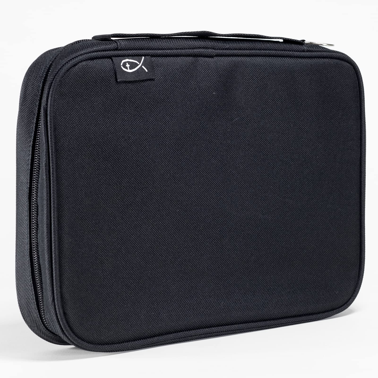 Divinity Canvas Bible Cover - Black Zippered Case with Pockets for Men & Women - Fits 8.25