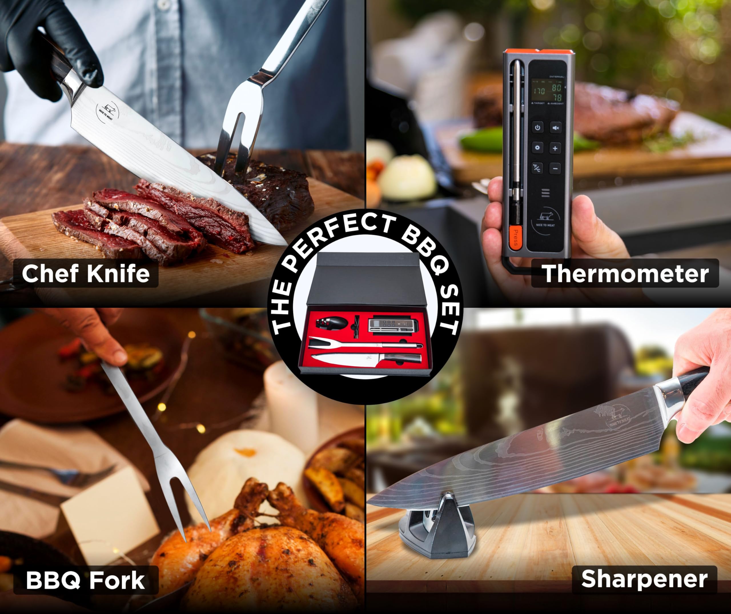 Wireless Meat Thermometer for BBQ Grilling - Digital Cooking Thermometer with Bluetooth & CHEFBBQ APP - Accurate Temperature Sensor for Smoking, Roasting, Baking - Perfect for Outdoor Cooking, Backyard Parties & Home Kitchen Use