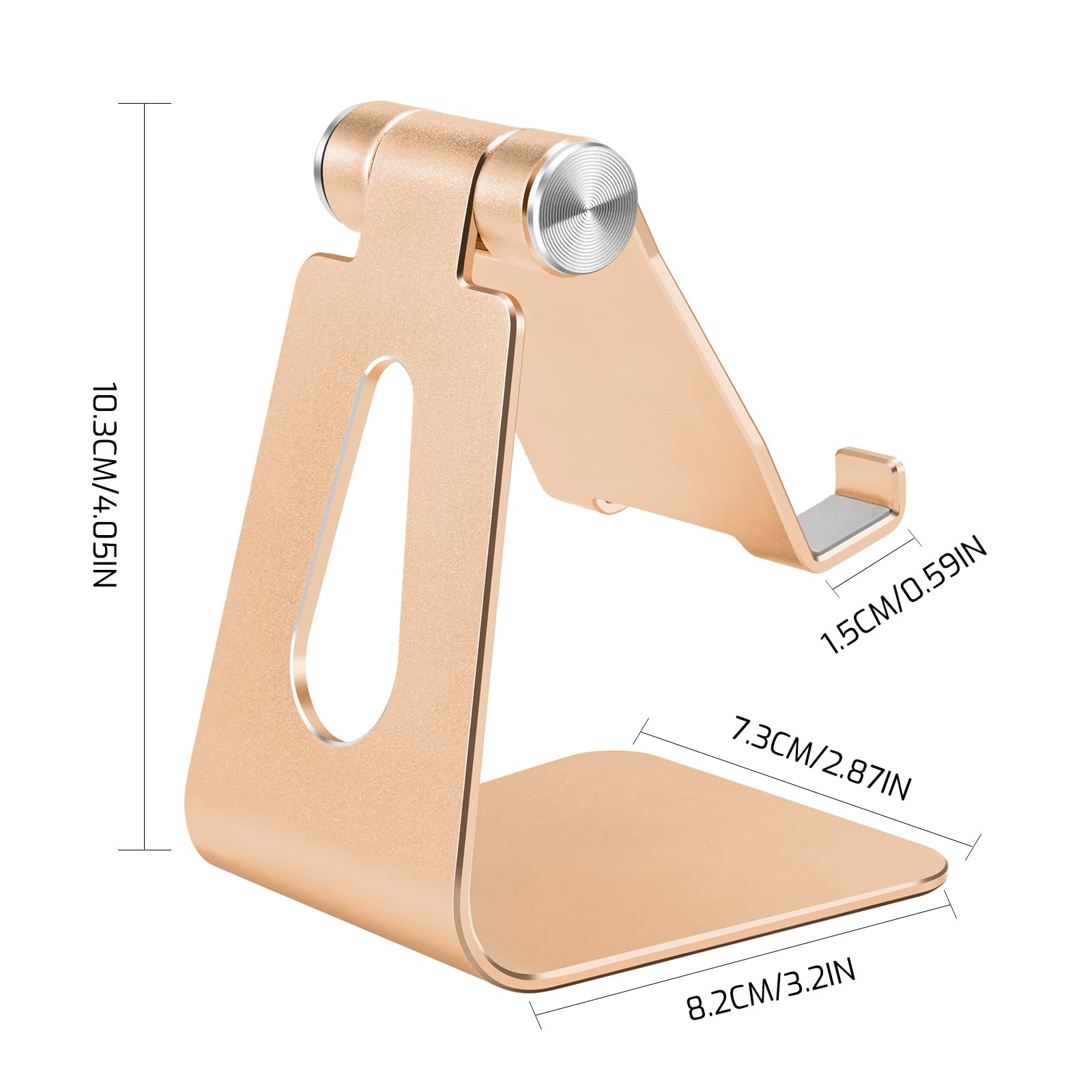 Premium Aluminum Alloy Phone Stand - Adjustable Desktop Phone Holder with 360° Rotation, Universal Smartphone Dock Cradle in Gold (Perfect for Home Office, Bedside, Kitchen & Video Calls)