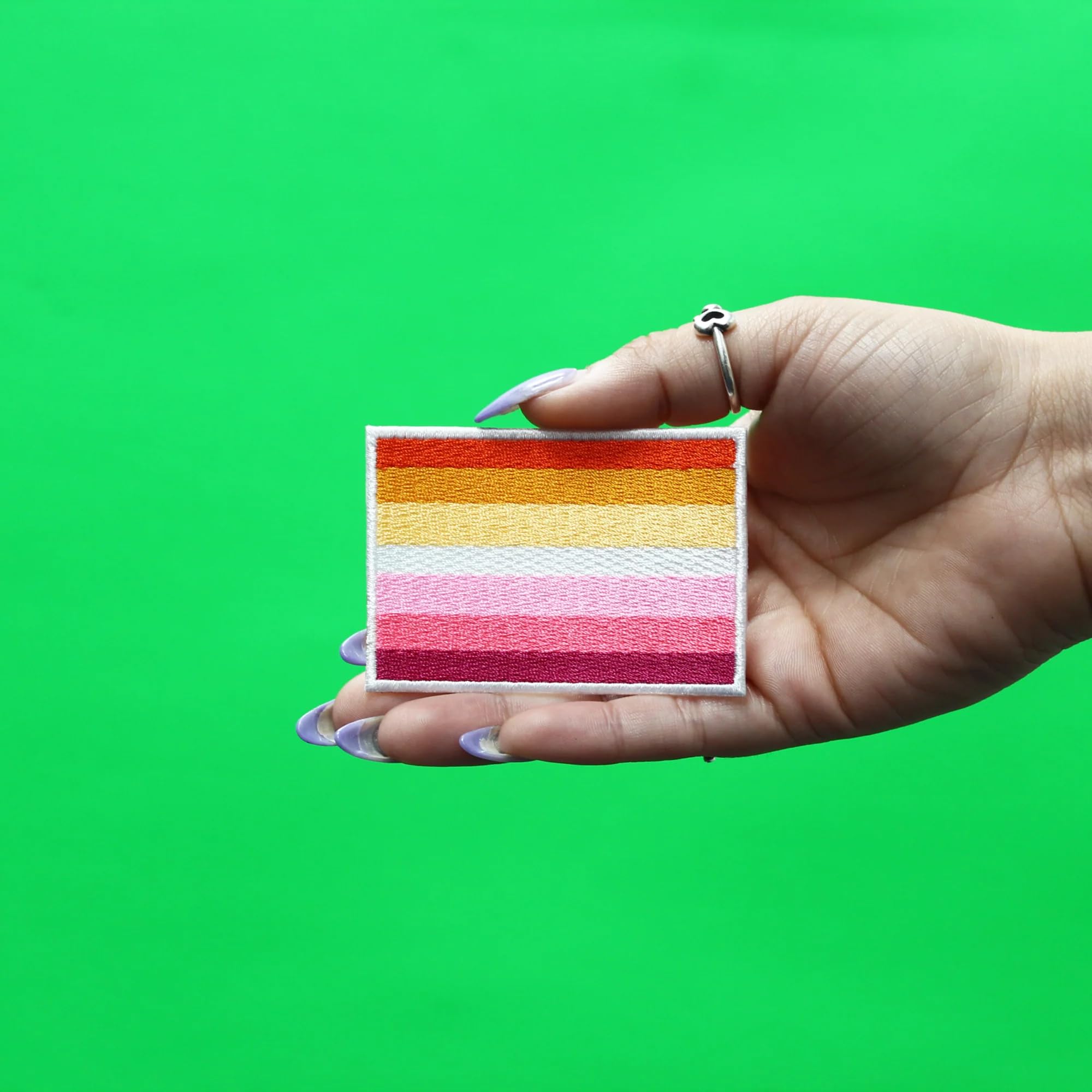Lesbian Pride Flag Patch - LGBTQ+ Embroidered Iron On Sewing Applique for Jackets, Bags & DIY Crafts - Rainbow Lesbian Symbol for Backpacks, Denim & Pride Accessories