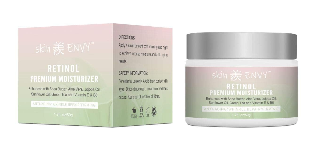 Best Retinol Anti-Aging Face Cream with Hyaluronic Acid & Vitamin E - Deep Hydration & Wrinkle Reduction - Shea Butter & Green Tea Formula - Perfect for Night Routine & Dry Skin Care - 1.7oz