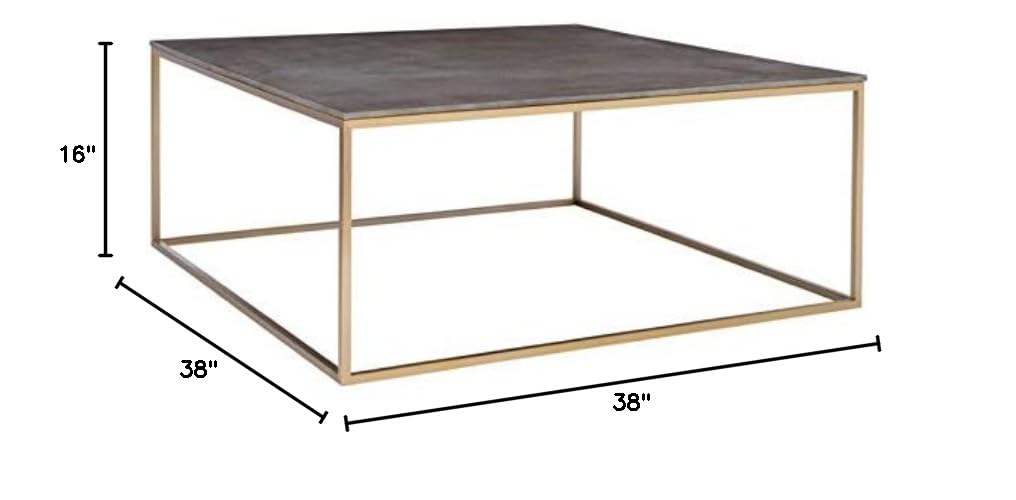 BOWERY HILL Modern Coffee Table - Brushed Brass Finish - Contemporary Living Room Furniture for Small Spaces & Apartments
