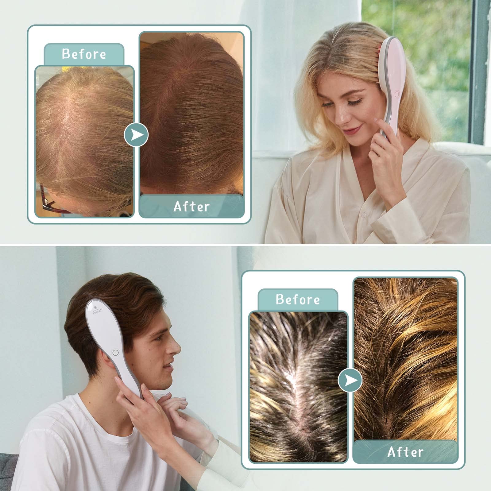 FDA Cleared Laser Hair Growth Comb - Low Level Laser Therapy for Hair Regrowth, Stops Thinning Hair for Men & Women - Perfect for Home Use & Salon Treatments
