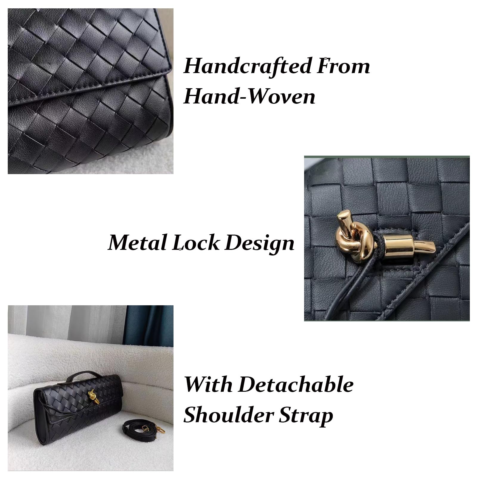 Stylish Vegan Leather Woven Clutch Handbag for Women - Elegant Evening & Crossbody Purse for Parties, Weddings & Date Nights