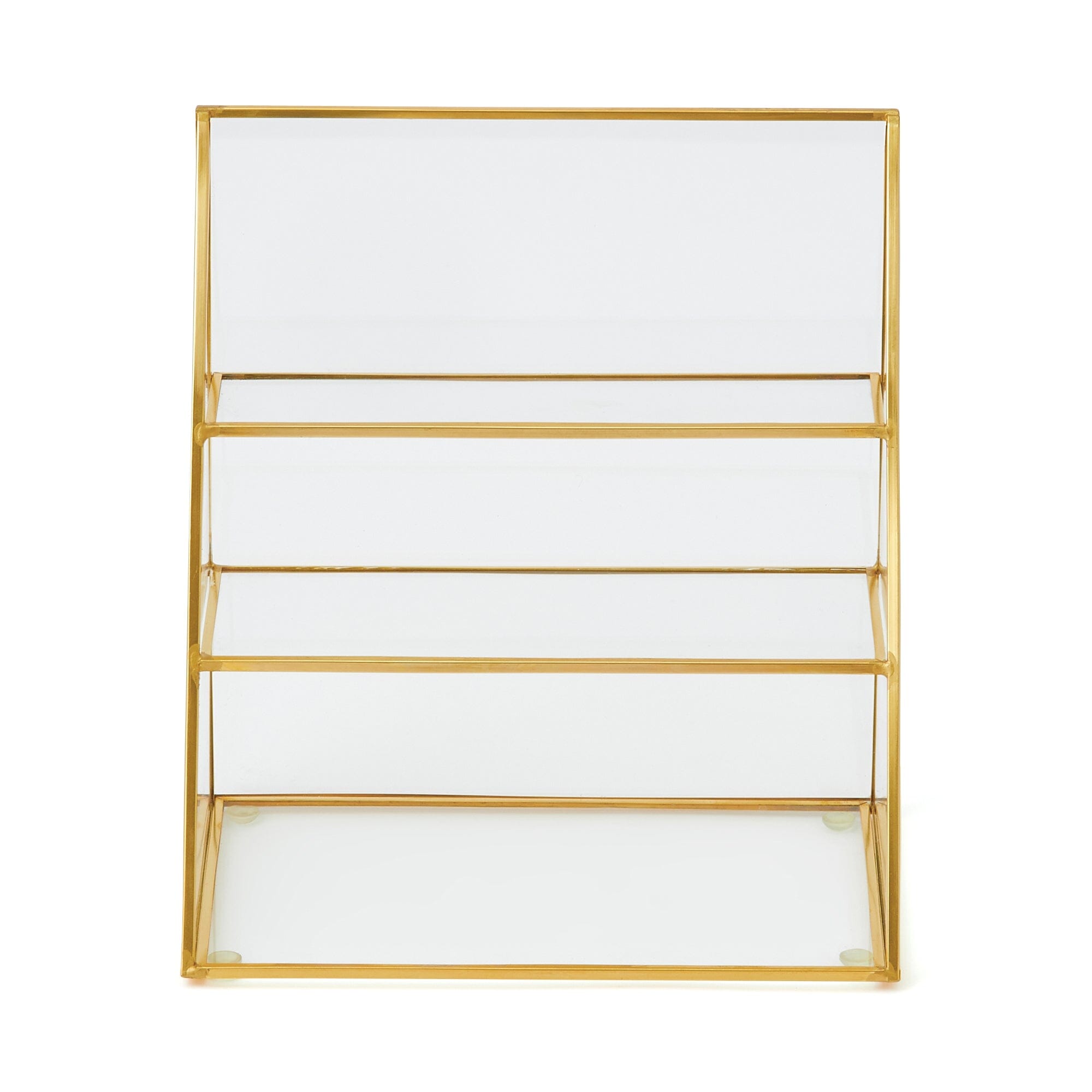 Glass Organizer Stand - 3-Tier Clear Desktop Display for Makeup, Jewelry & Office Supplies | Perfect for Vanity, Bathroom & Workspace Organization