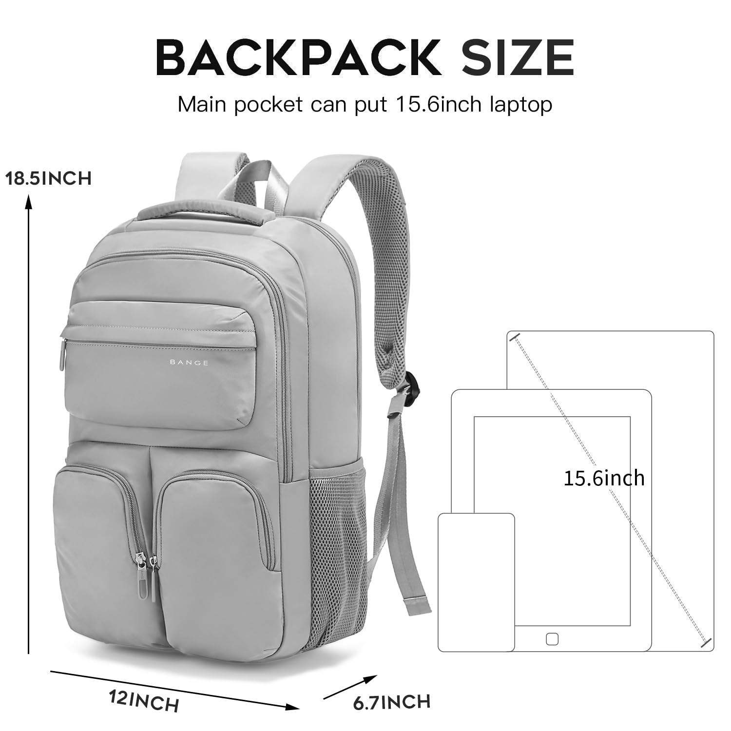FUTURE AESTHETICS Unisex Waterproof Travel Backpack - Durable Hiking & College Backpack for Men & Women, Business Carry-On Bag (Grey) - Perfect for Commuting, Outdoor Adventures & Daily Use