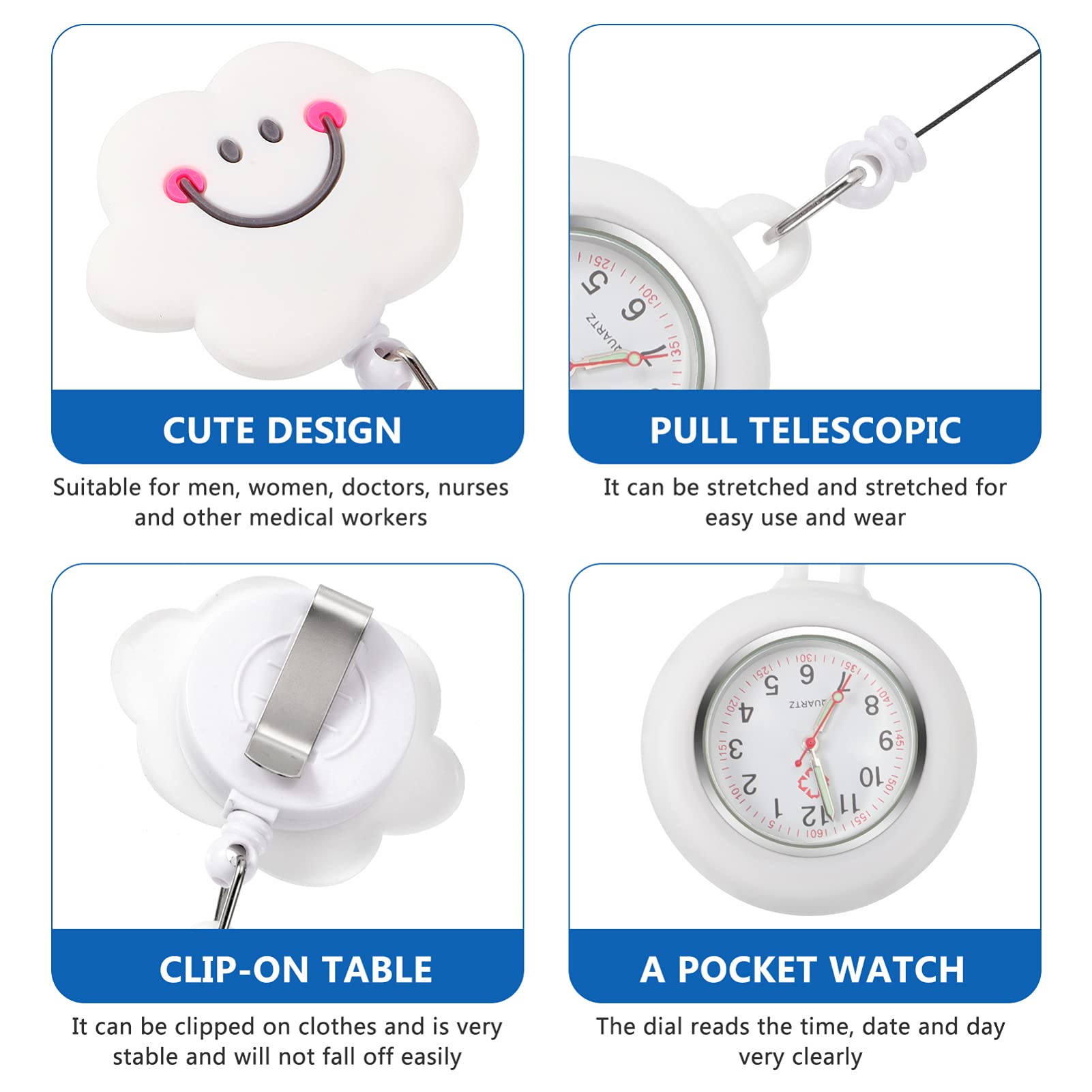 iplusmile Retractable Nurse Watch with Second Hand - Clip on Lapel Digital Pocket Watch for Nurses, Doctors, Students & Women - Perfect for Medical Shifts, Clinical Rotations & Time Management