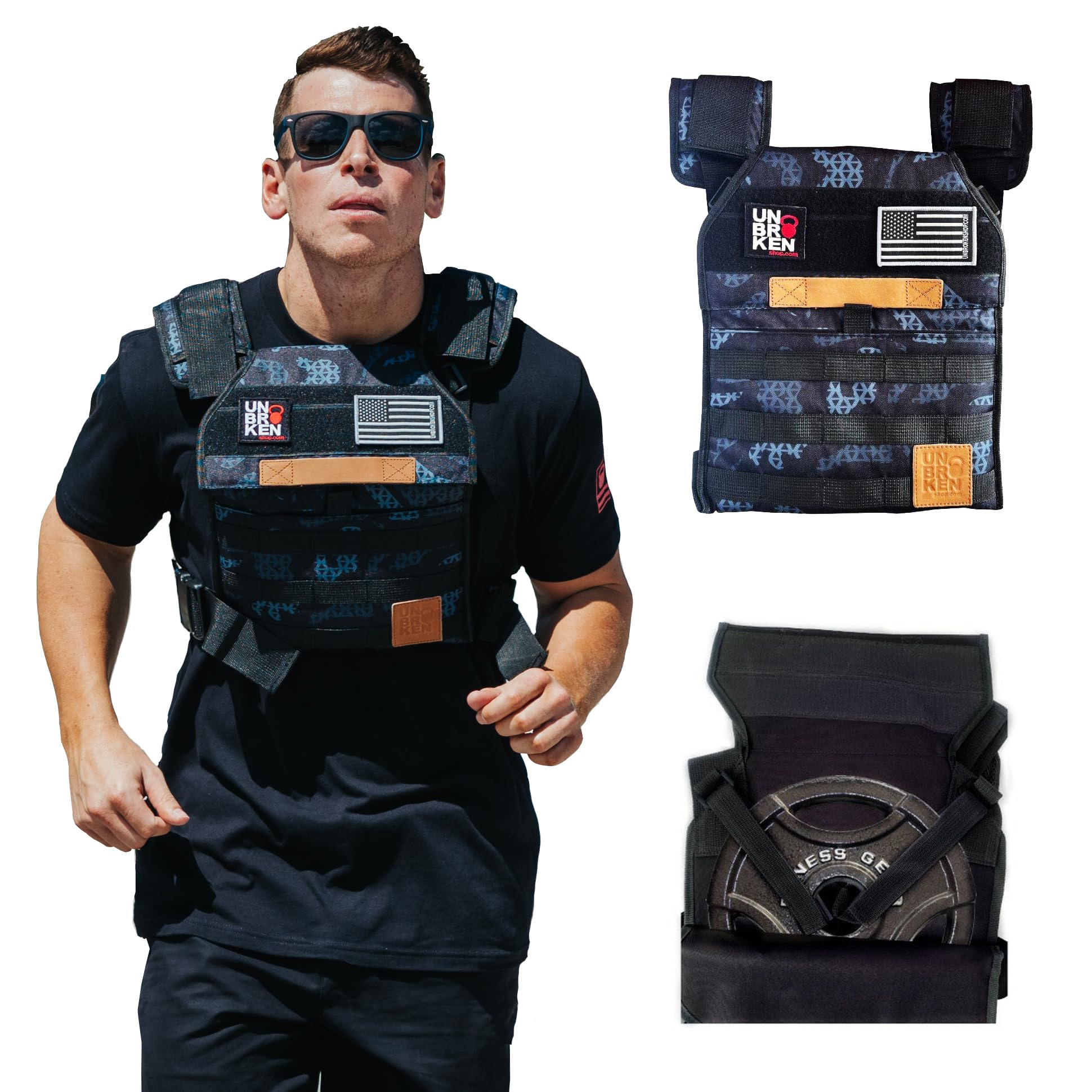 Adjustable Weighted Vest for CrossFit & Strength Training - 20LBS Weight Plates Carrier for Running, Endurance & Fitness - Unisex Design for Men & Women - Includes 2 Patches (Camouflage) - Perfect for Gym, Home Workouts & Outdoor Training