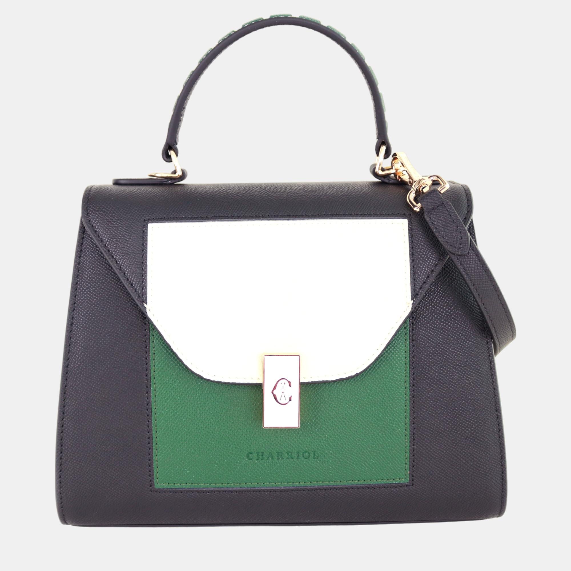 Luxury Black & Dark Green Leather Handbag for Women - LE REVE Designer Tote Purse - Perfect for Work, Travel, and Evening Events