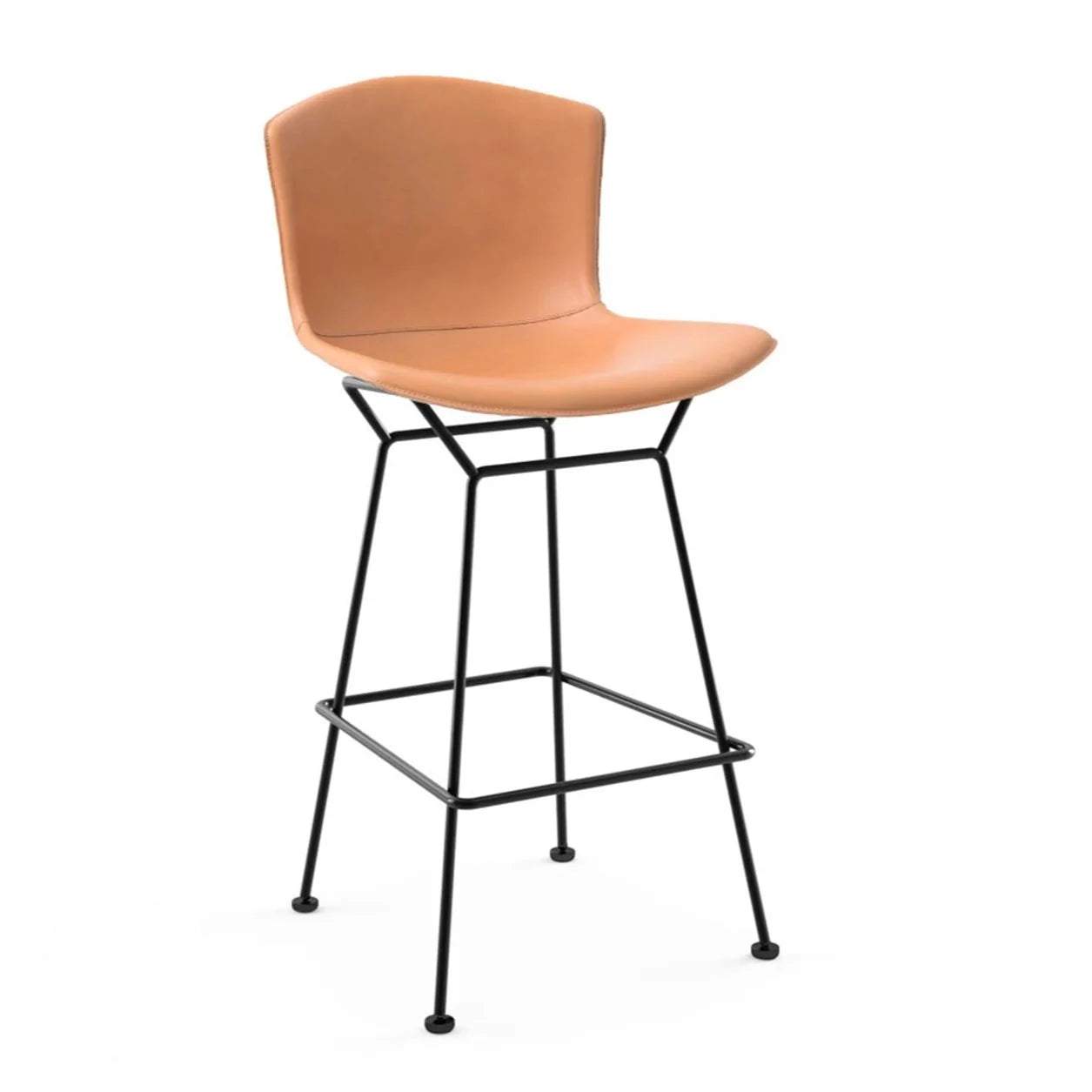 Bertoia Counter Height Stool with Genuine Cowhide Upholstery - Modern Bar Stool for Kitchen Island, Breakfast Nook & Home Decor