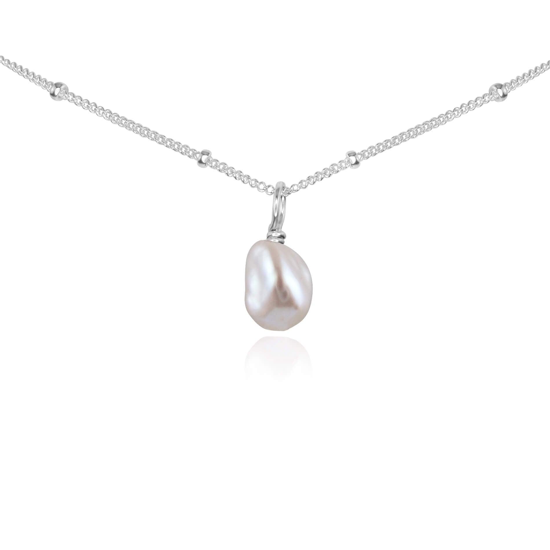 Tiny Rough White Freshwater Pearl Pendant Necklace - Dainty Gemstone Choker for Women, Perfect for Weddings, Date Nights & Boho Fashion