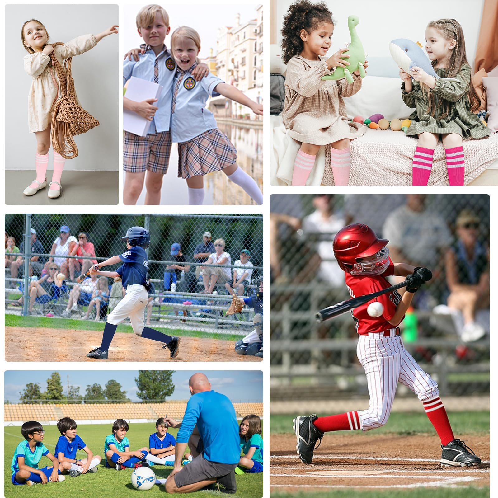 American Trends Toddler Baseball Socks - Kids Athletic Tube Socks for Boys & Girls - Youth Knee High Socks for Soccer, Softball & Sports - Perfect for Games, Practice & Everyday Wear
