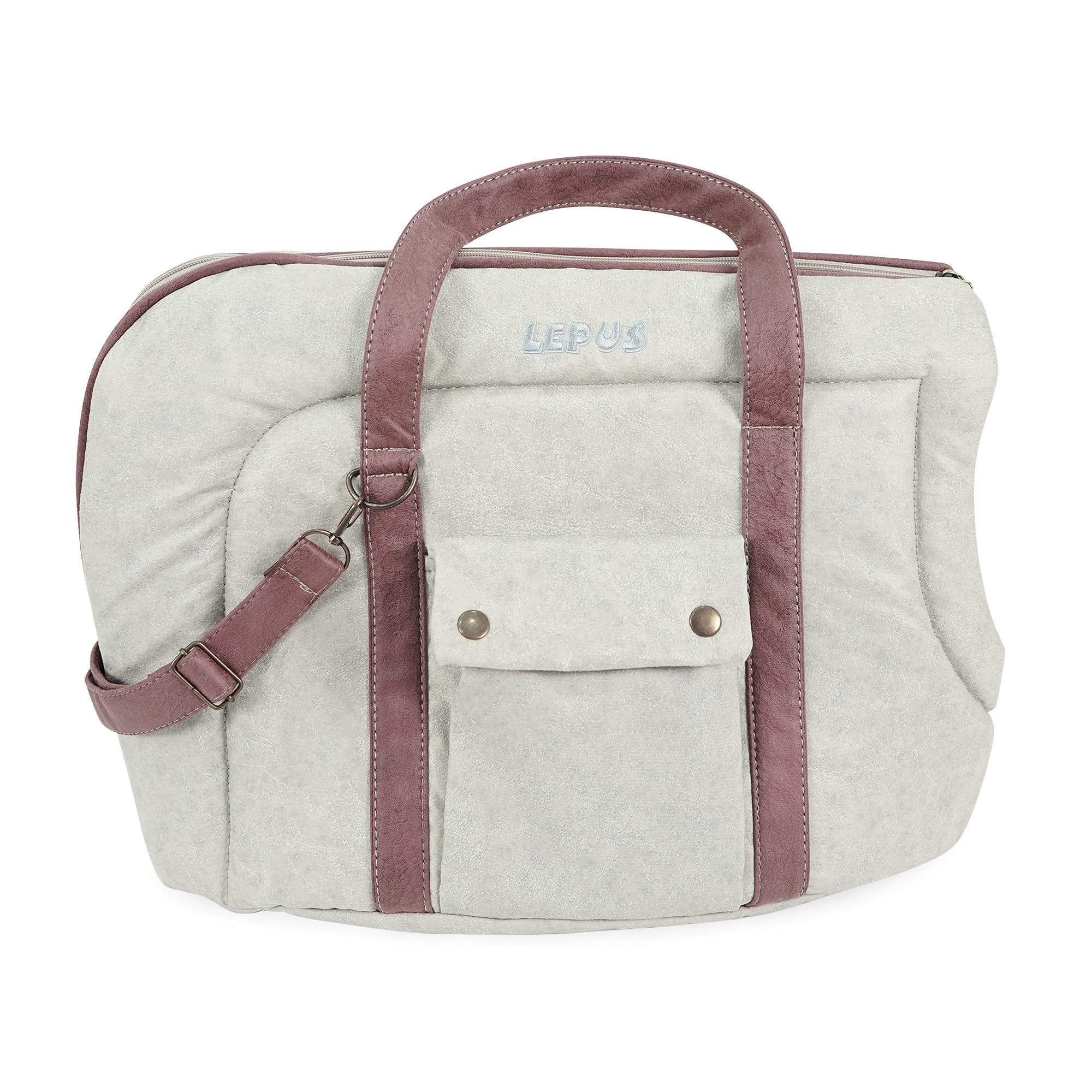 SUSSEXHOME Small Pet Carrier for Dogs and Cats - Washable Semi-Open Travel Tote Bag with Adjustable Strap - 9.8 x 15.7 x 13 Inch - Beige-Rose - Perfect for Vet Visits, Air Travel, and Outdoor Adventures