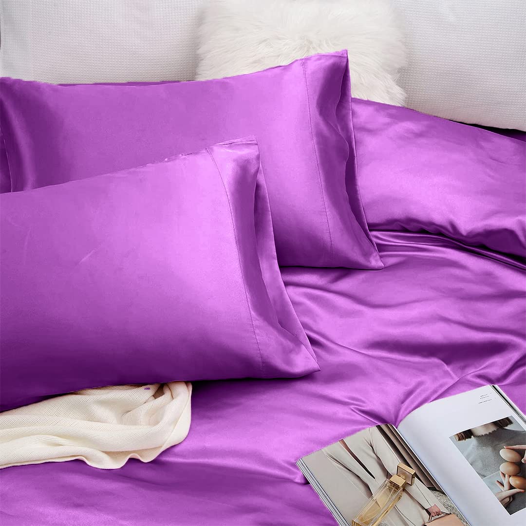 Luxury Silk Satin Bed Sheets Set - 6 Piece Hotel Quality Deep Pocket (19