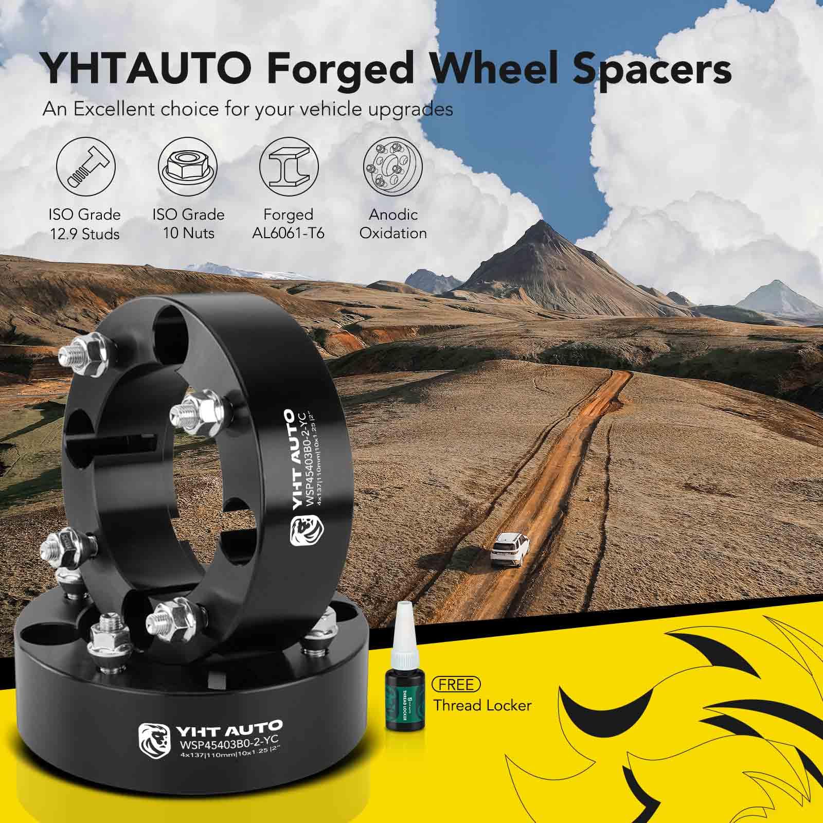 YHTAUTO 2 Inch 4x137mm ATV Wheel Spacers with M10 x 1.25 Threads & 110mm Hub Bore - Compatible with Bombardier, Can-Am, Kawasaki, Suzuki ATVs (Outlander, Commander, Bayou, Brute Force, Mule, Prairie) - 4 Lug Tire Spacers for Enhanced Stability & Off-Road Performance