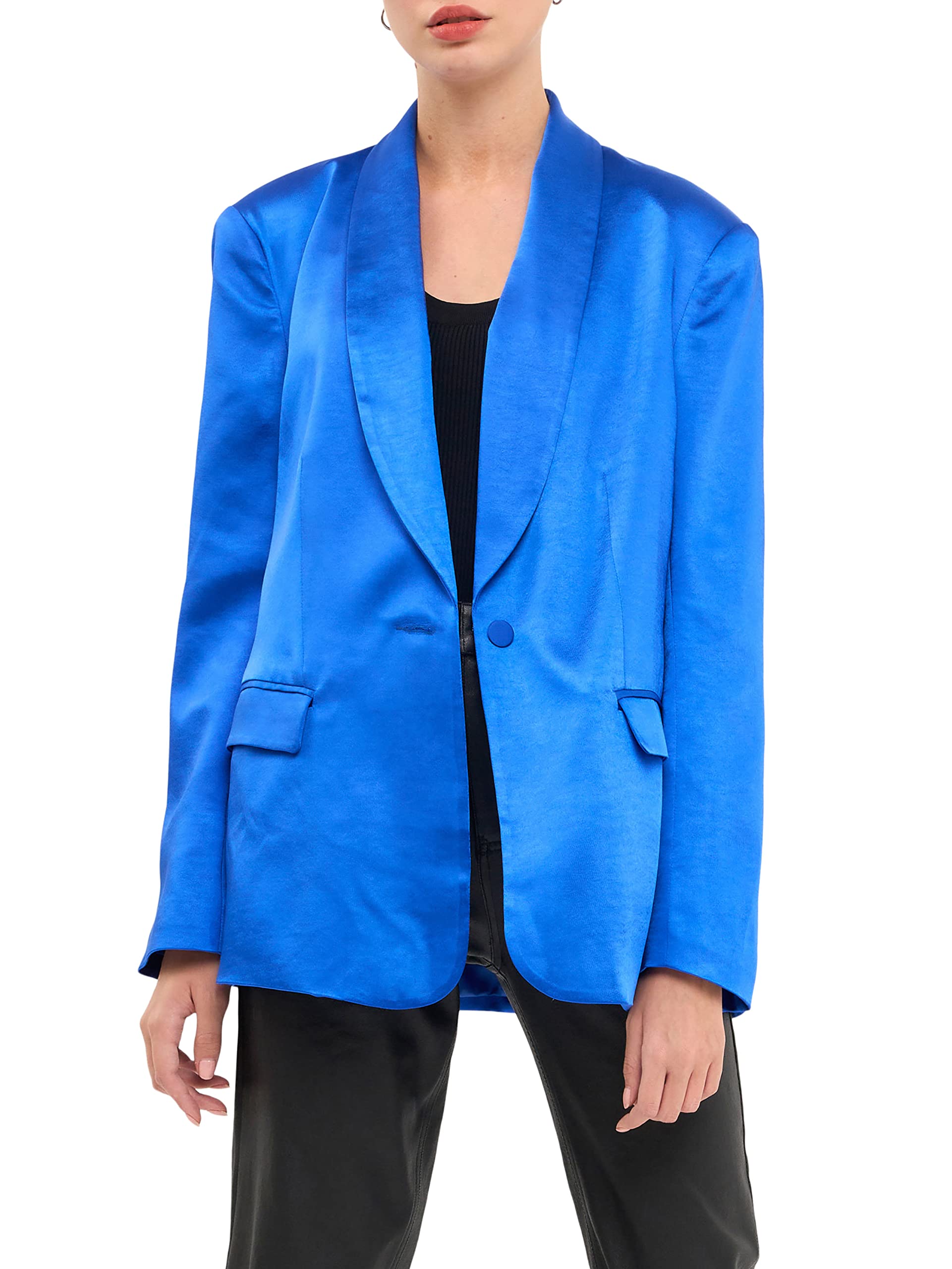 Endless Rose Women's Satin Blazer - Elegant Formal & Business Jacket for Office, Wedding & Evening Events