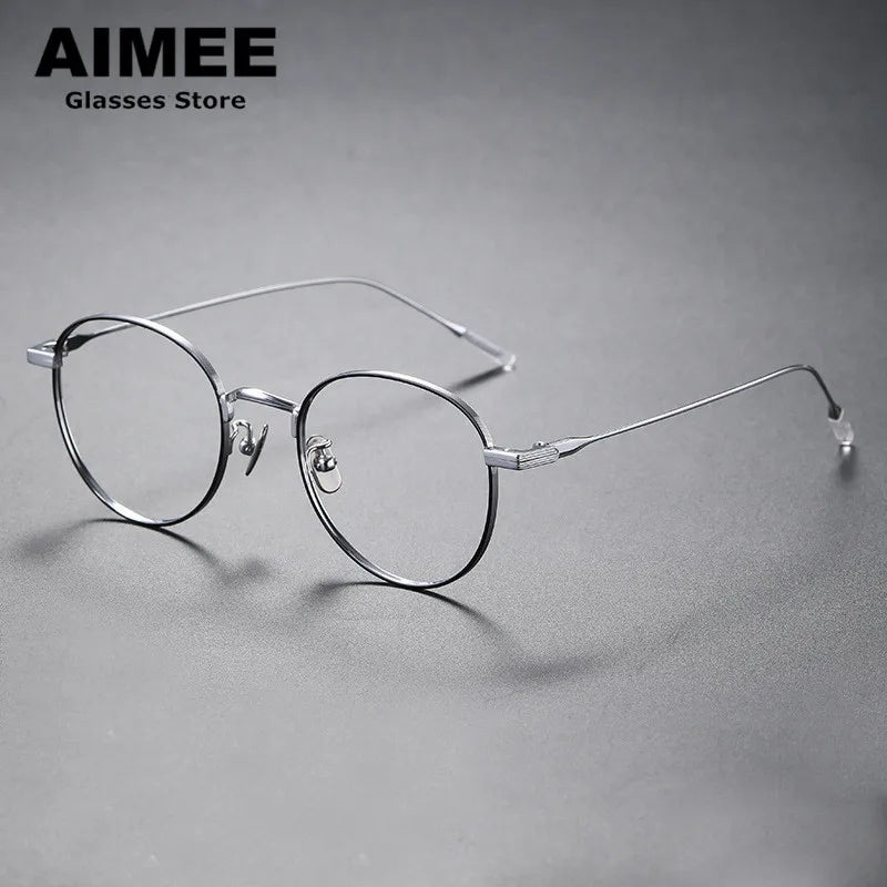 Aimee Unisex Full Rim Round Titanium Eyeglasses 80804 - Lightweight Durable Frame for Men & Women - Perfect for Reading, Work, and Everyday Wear