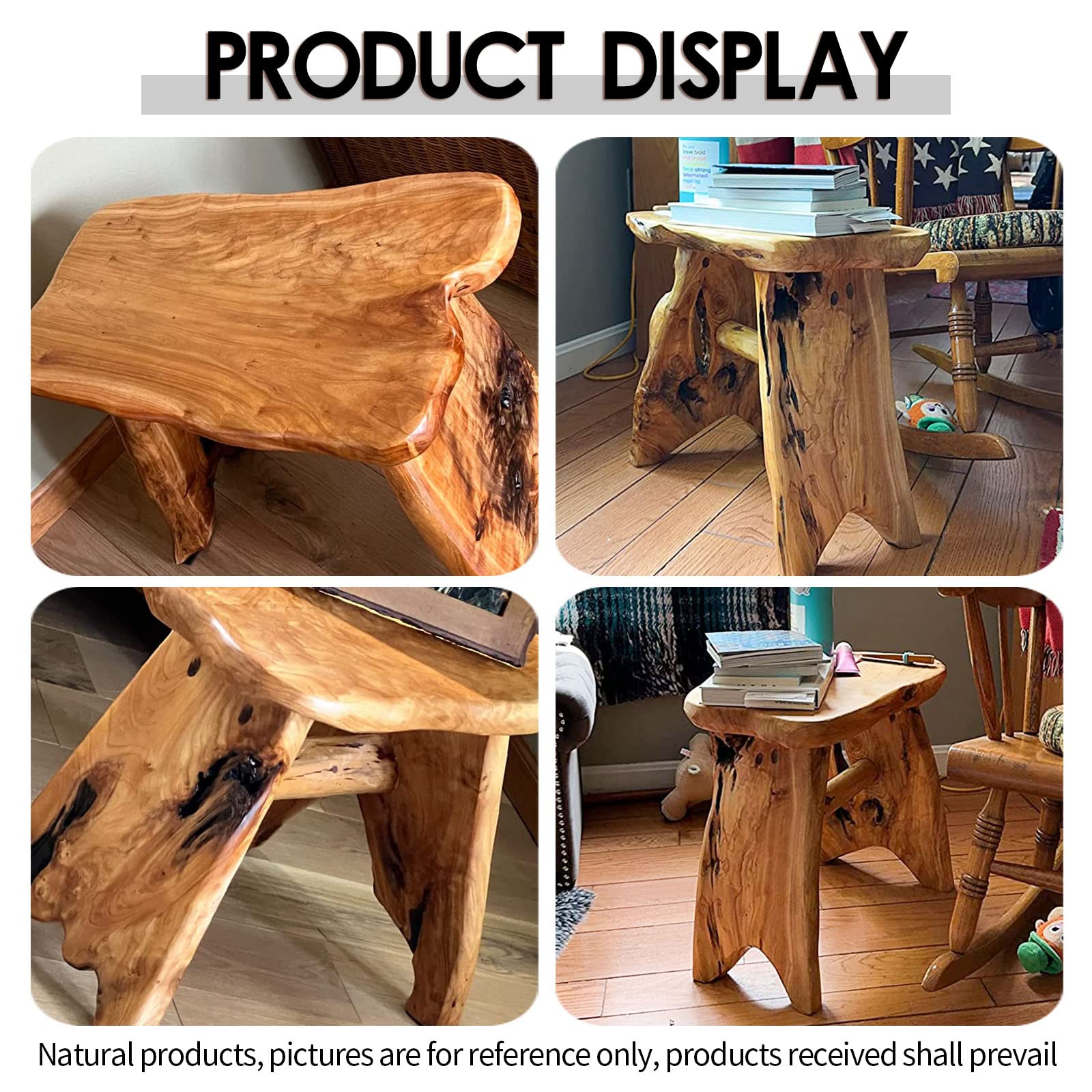 Handmade Live Edge Wood Step Stool - Unique Freeform Design for Home & Garden - Natural Plant Stand, Side Table for Living Room, Bedroom, Yard & Outdoor Decor