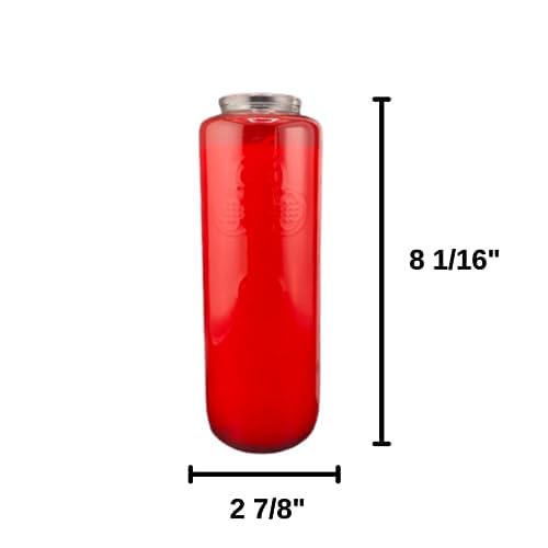 6-Day Memorial Glass Candles (3-Pack) - Handmade Religious Prayer Candles for Church, Sanctuary & Home Blessings - Unscented Slow-Burning Ruby Red Candles - Perfect for Worship, Remembrance & Spiritual Ceremonies