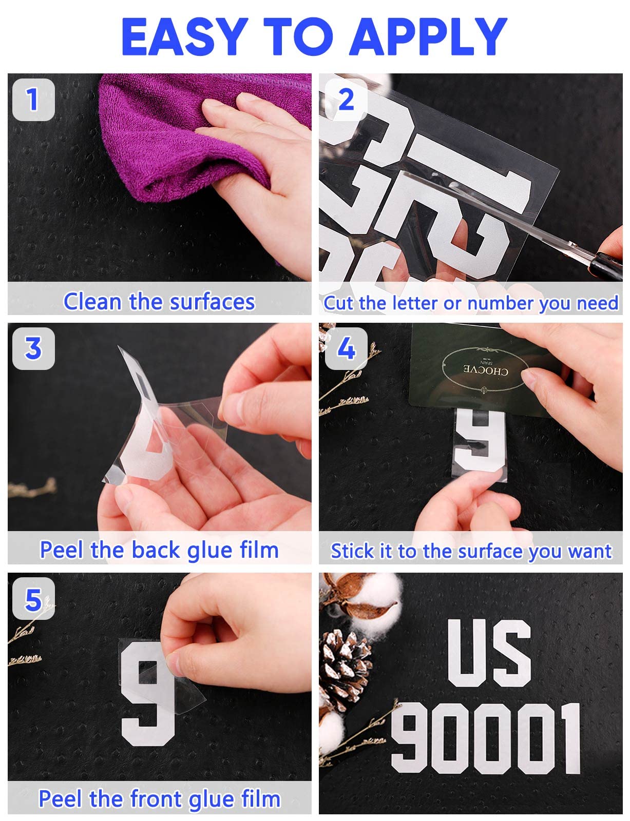 Seloom Reflective Mailbox Numbers & Letters Stickers - 148 PCS Waterproof Decals for House Address (Indoor/Outdoor Use)