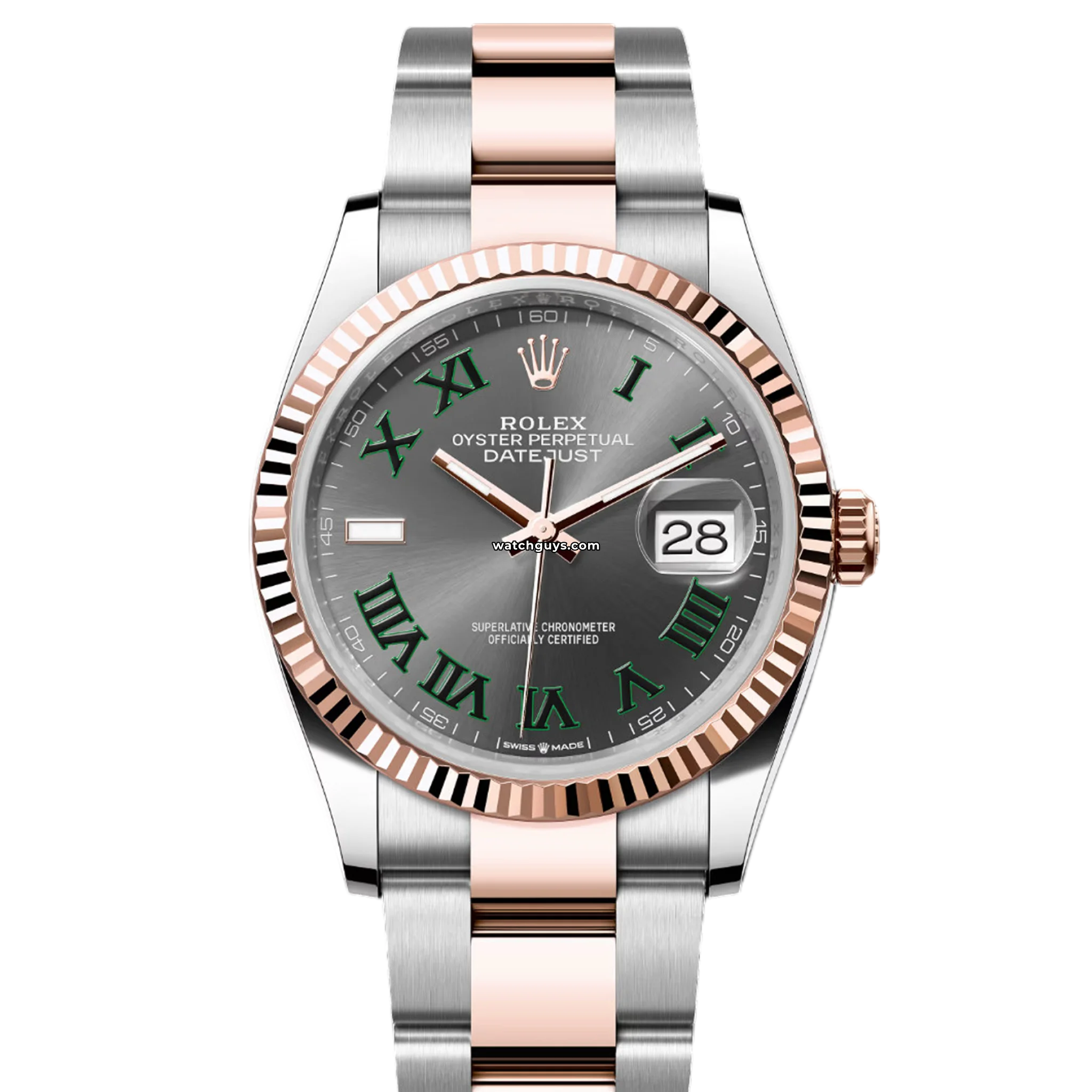 Authentic Rolex Datejust 126231 Wimbledon 36mm Stainless Steel & Everose Gold Watch with Fluted Bezel - Perfect for Luxury Gifts, Business Meetings & Special Occasions