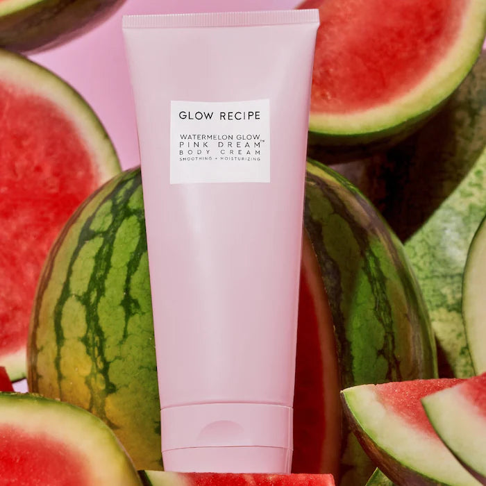 Glow Recipe Watermelon Glow AHA Pink Dream Body Cream - Hydrating & Exfoliating for Smooth, Glowing Skin - Perfect for Daily Moisturizing & Nighttime Skincare Routine