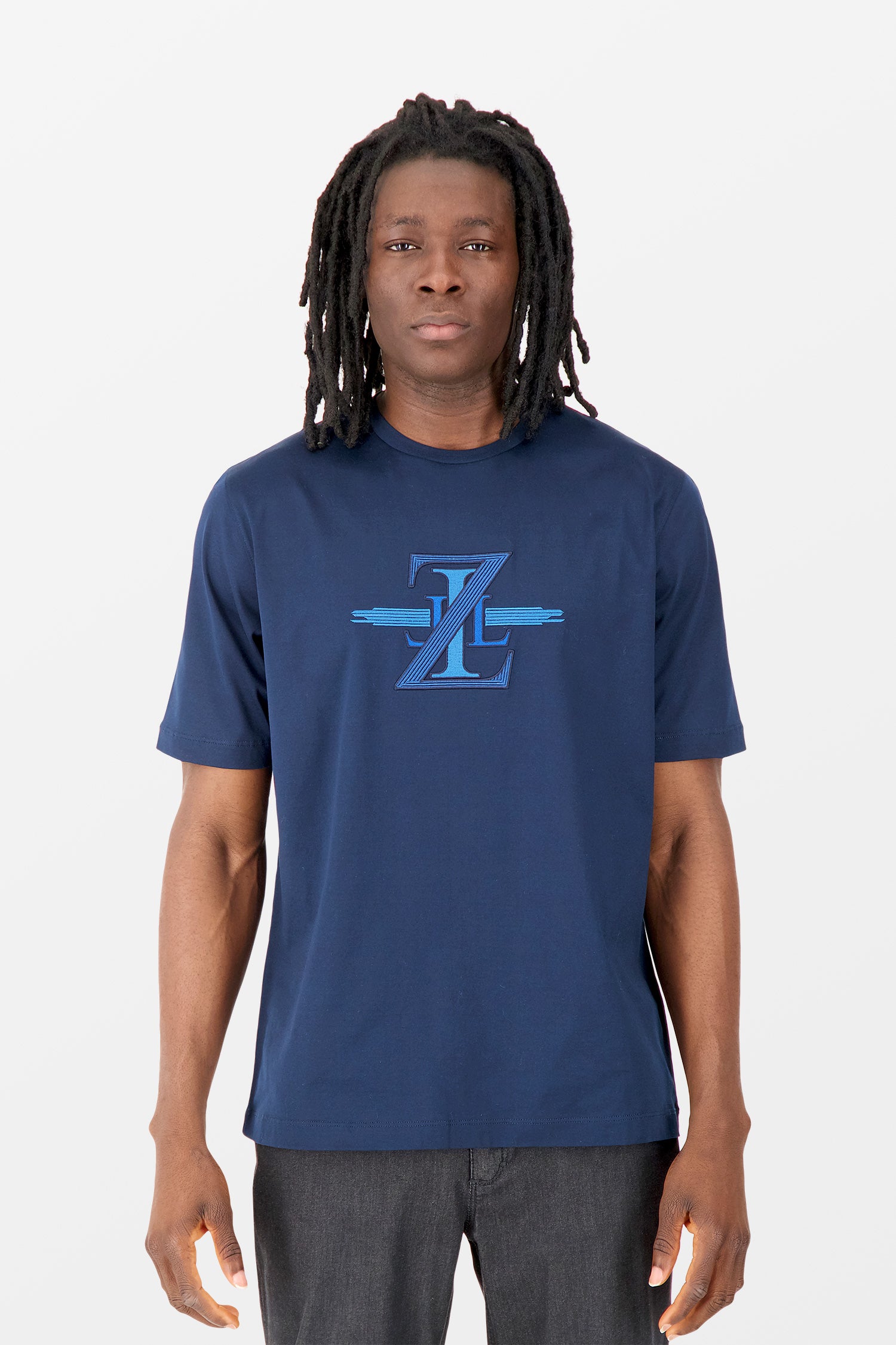 Zilli Navy Embroidered T-Shirt for Men - Stylish Casual Wear for Everyday Outfits & Summer Fashion