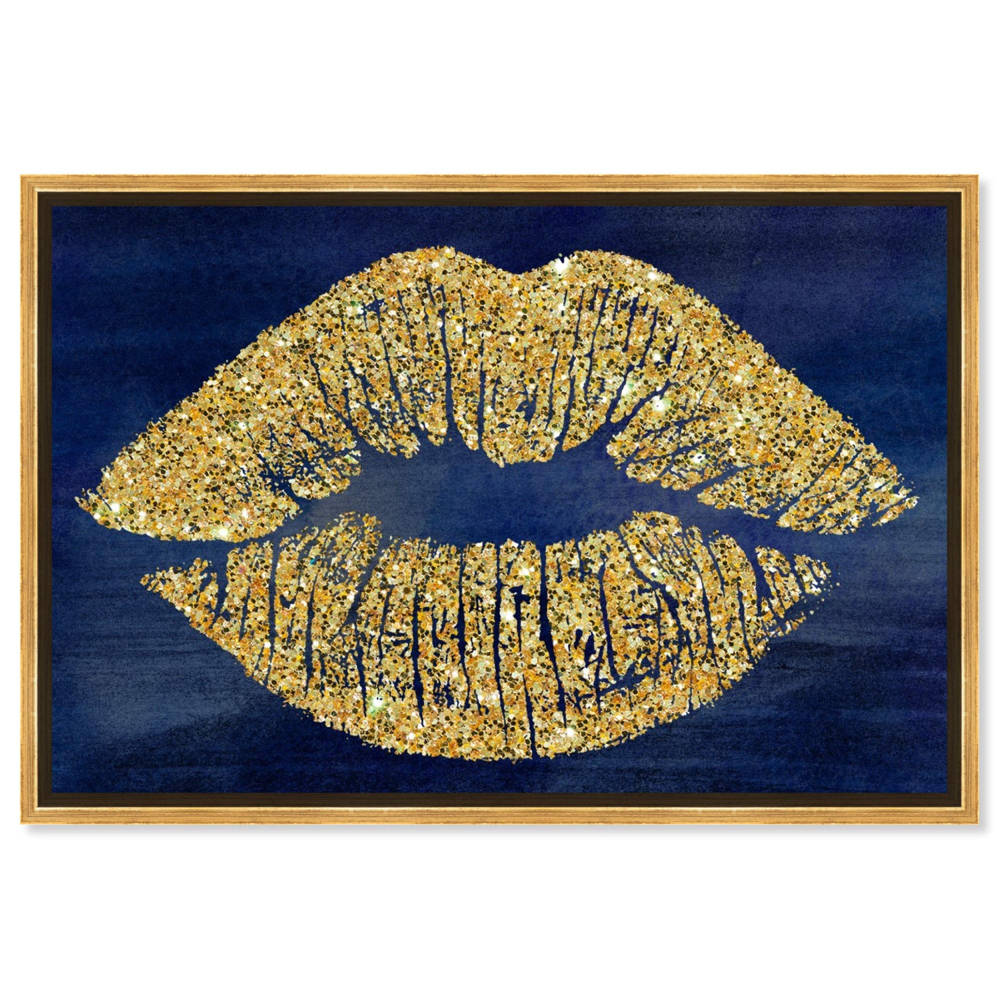 Oliver Gal Solid Kiss Navy Glitter Framed Abstract Wall Art - 60