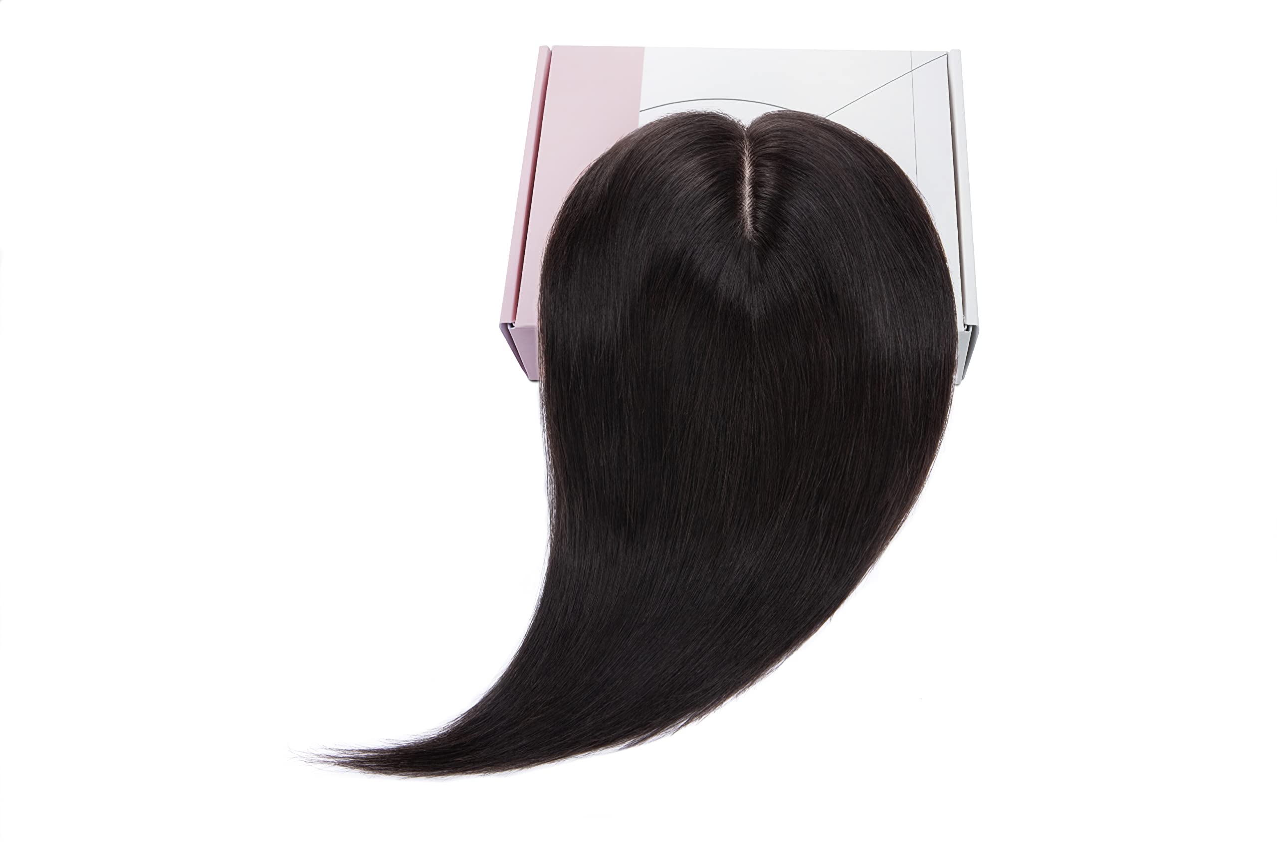 100% Human Hair Toppers for Women - Remy Clip-In Hair Topper with Silk Base for Thinning Hair | 14 Inch #1B Natural Black | Perfect for Daily Wear, Special Occasions & Hair Loss Solutions