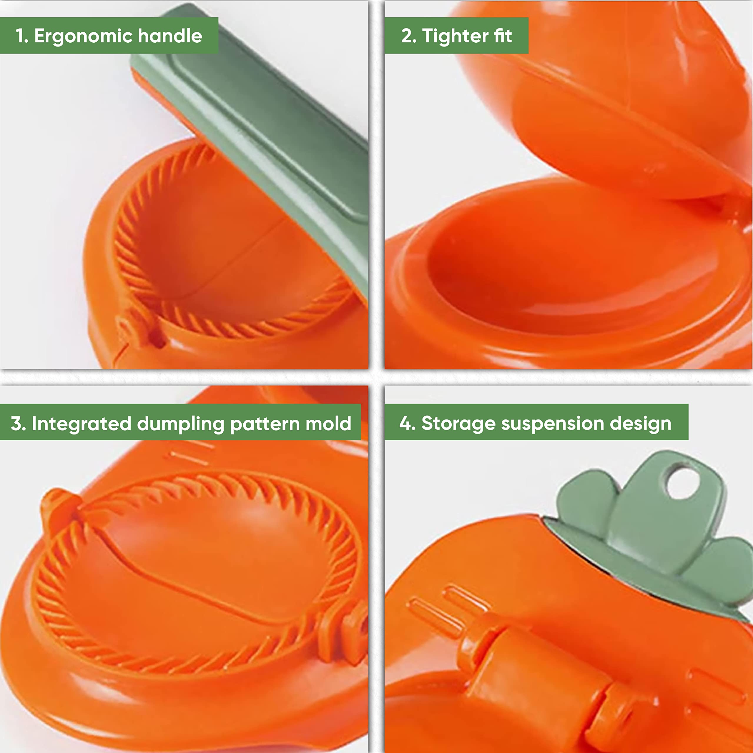 2-Pack 2-in-1 Dumpling Maker Press & Empanada Maker - Multifunctional Manual Dumpling Skin Press Mold Set for Homemade Gyoza, Pierogi, Wontons (Orange & Green) - Perfect for Asian Cooking, Family Meal Prep & Party Snack Making
