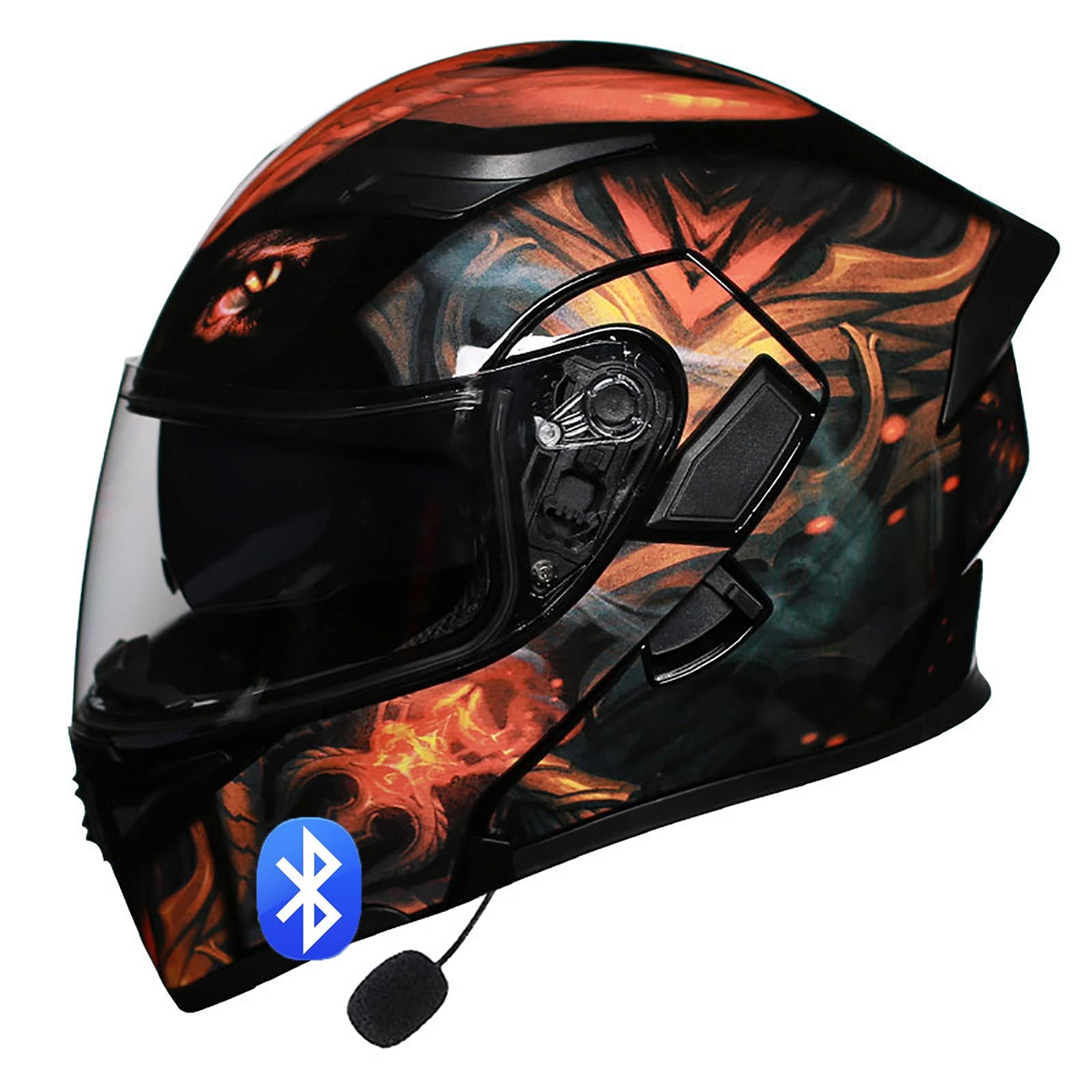 Bluetooth Motorcycle Helmet - DOT Approved Modular Full Face Flip Up Helmet with Dual Visors, Anti-Fog Sun Shield & Built-in Mic for Hands-Free Calling | Ideal for Commuting, Touring & Long Rides