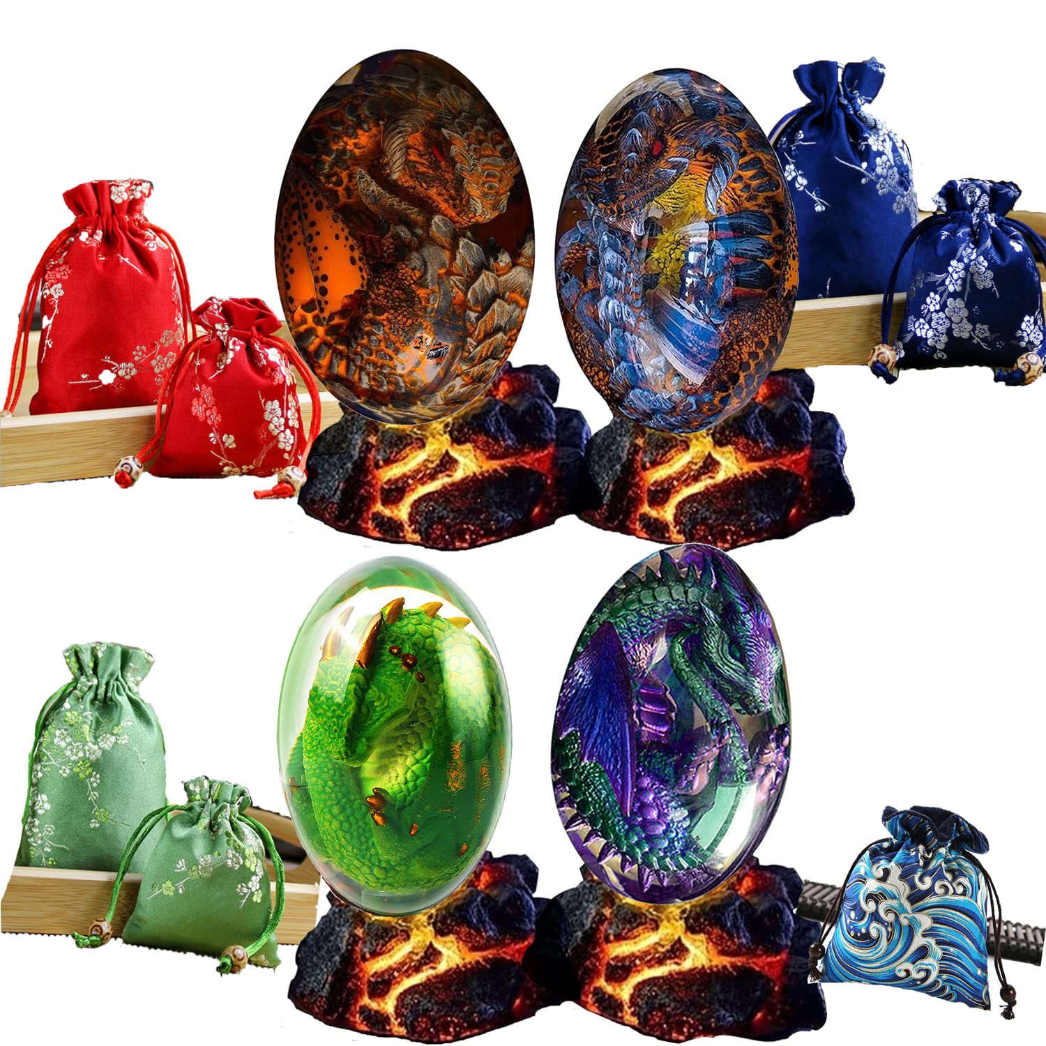 Glowing Lava Dragon Egg with LED Light Base - Crystal Decorative Ornament for Home, Desk, Gift - Perfect for Fantasy Lovers, Game Room Decor, and Collectors