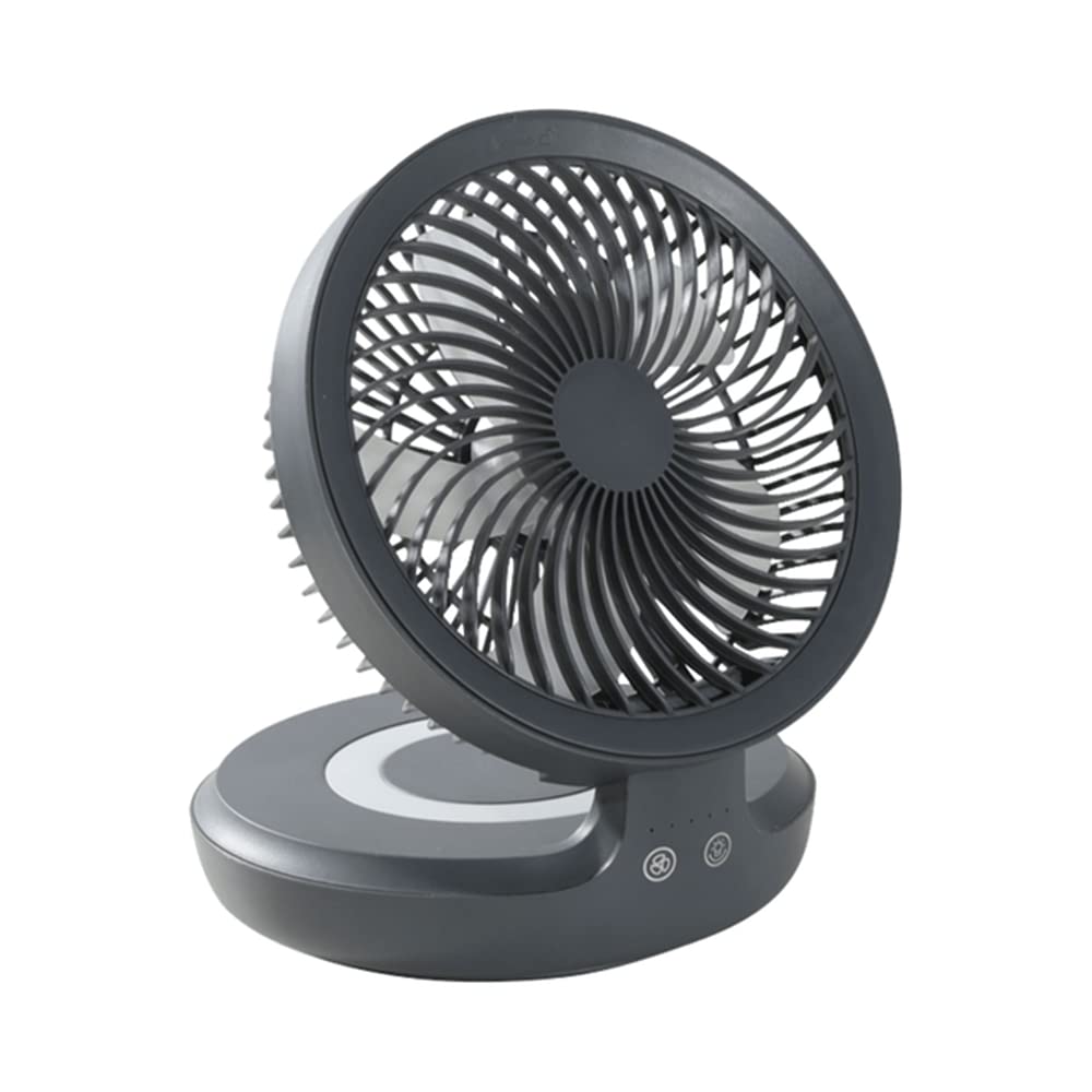 KEEPSORT Mini Desk Fan - Super Quiet USB Air Circulator with 4 Speeds, 90° Foldable & 120° Rotating, Battery Powered with Night Light - Perfect for Home Office, Travel, Camping & Dorm Rooms (Grey)