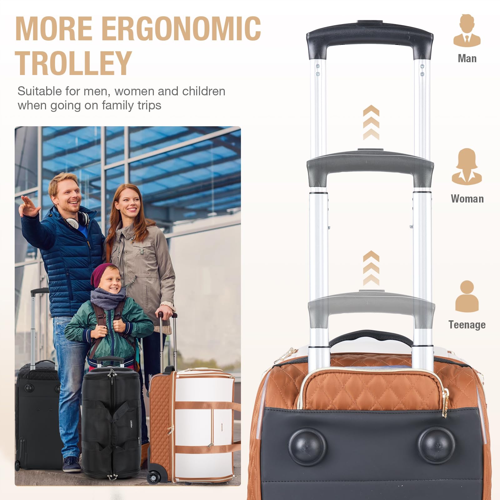 Rolling Garment Bag for Travel - Convertible Duffel Bag with Wheels & Shoes Compartment, Carry On Suitcase with Trolley for Business Trip, Wedding, Weekender (Beige) | Perfect for Air Travel, Business Meetings & Weekend Getaways