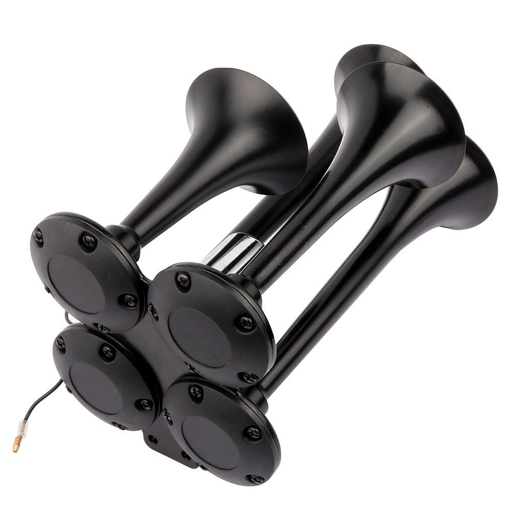INEEDUP 12V 185dB Four Trumpet Air Horn - Super Loud Train Horn for Cars, Trucks, Boats & RVs - Perfect for Emergency Alerts, Sporting Events & Vehicle Safety