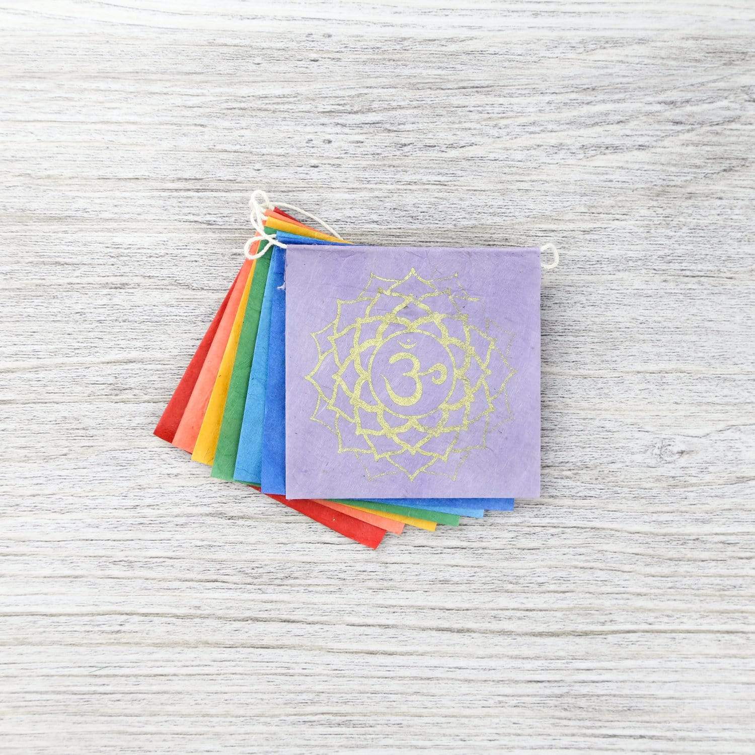 7 Chakra Lokta Paper Prayer Flags - Handmade Nepalese Spiritual Decor for Meditation, Yoga & Home Blessing | Perfect for Healing Spaces, Altars & Outdoor Gardens