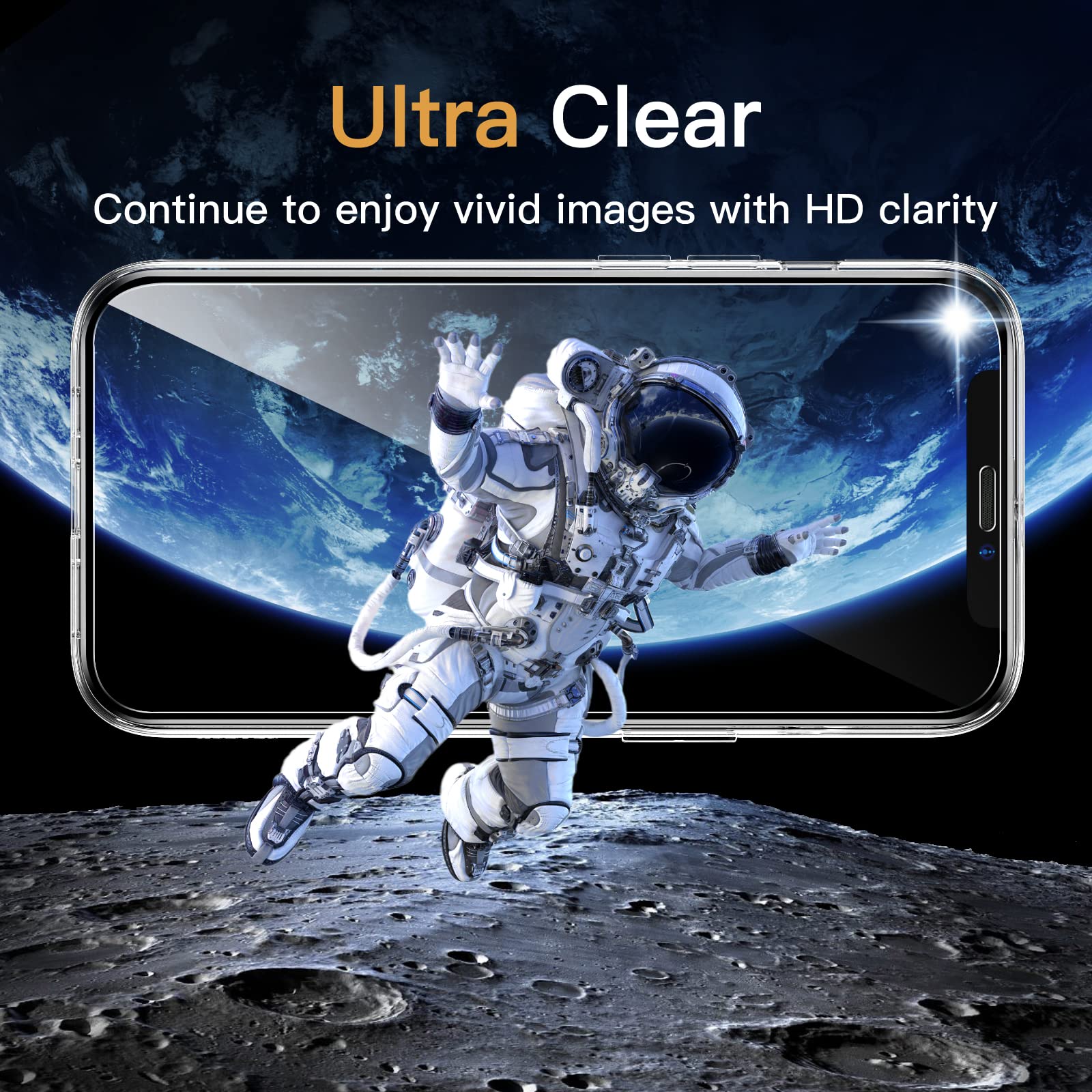 JETech 5-in-1 Protective Case for iPhone 12 Pro Max 6.7-Inch - Clear Shockproof Bumper Cover with 2-Pack Tempered Glass Screen Protectors & Camera Lens Protector | Non-Yellowing Full Coverage Design | Perfect for Outdoor Activities, Travel & Daily Protection